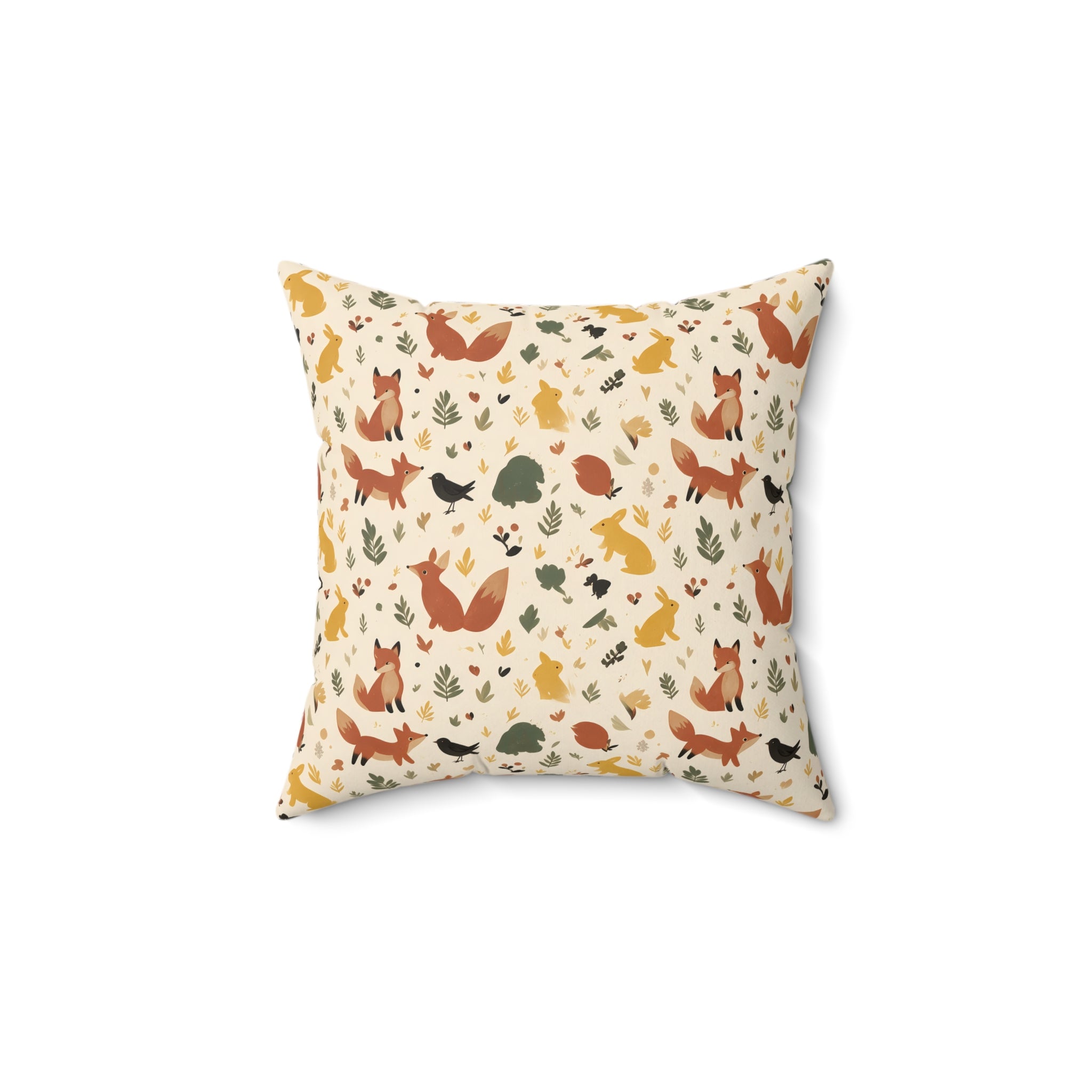 Woodland Fox & Hare Throw Pillow with Insert