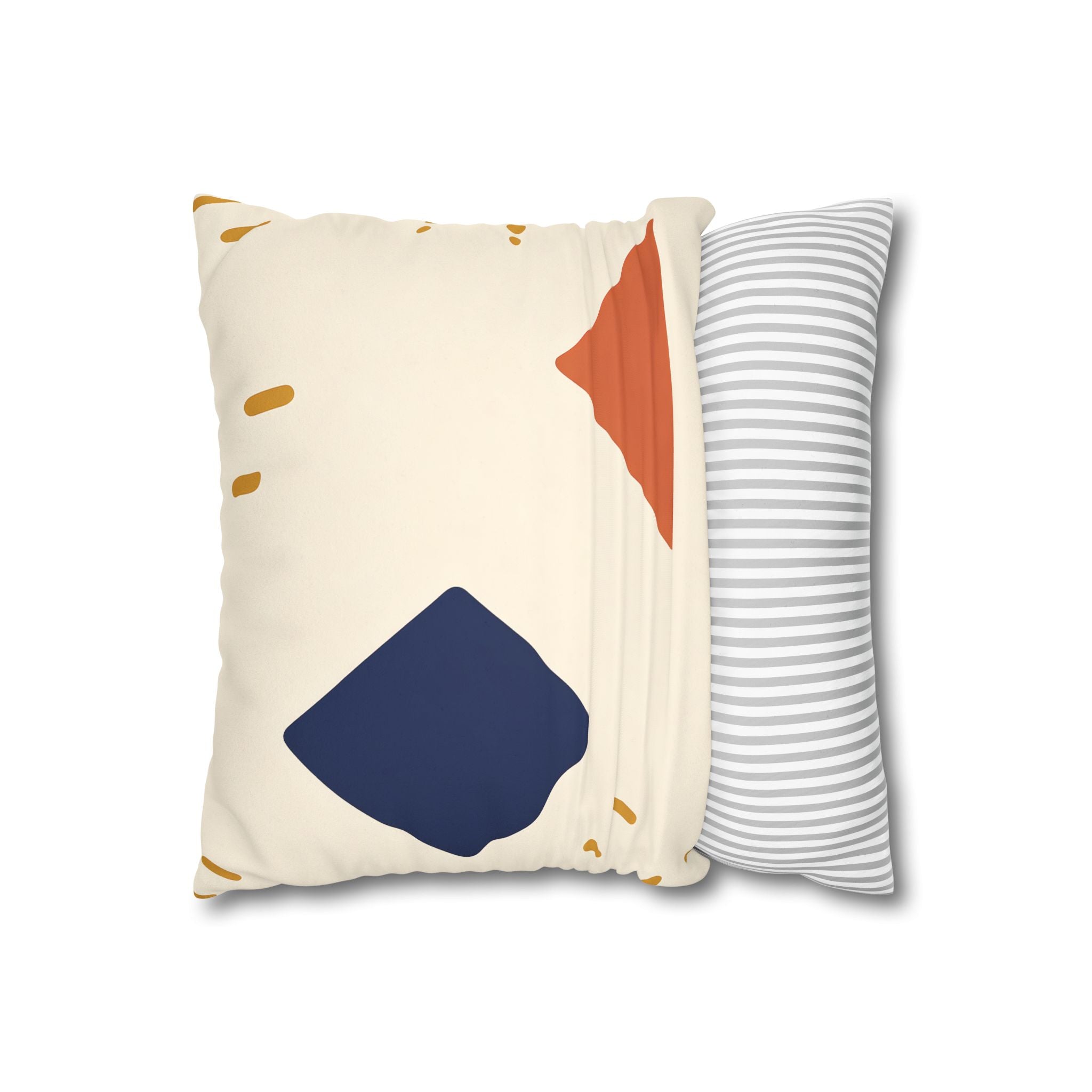 Indigo Diamond & Ochre Dash Pillow Cover