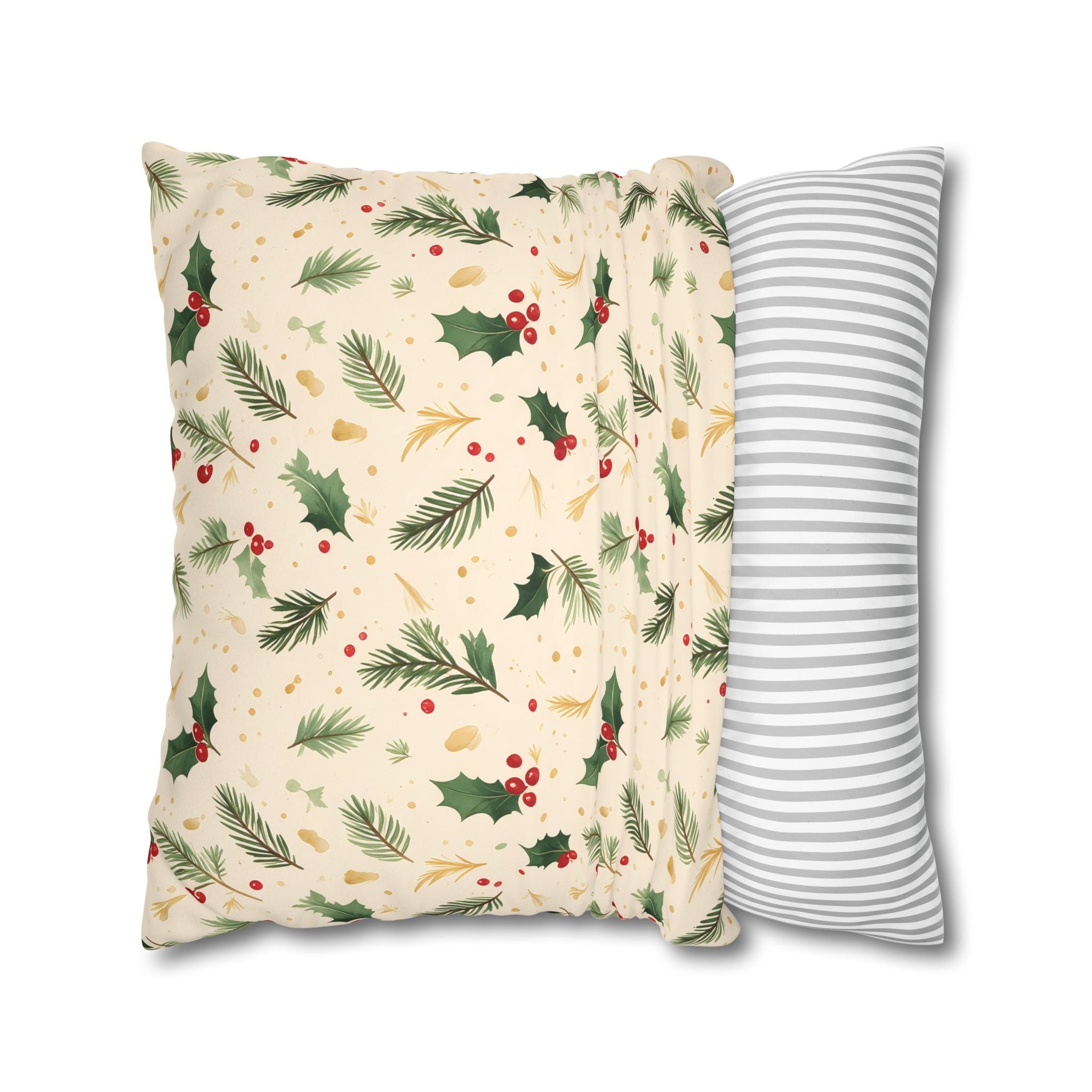 Festive Holly Berry Pillow Cover
