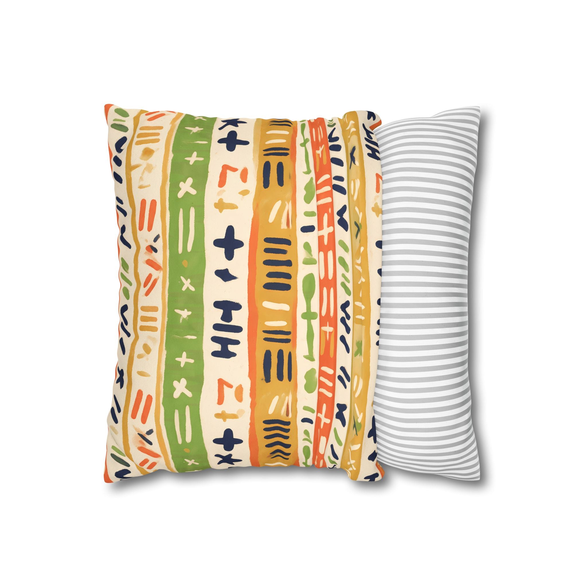 Persimmon & Wasabi Banded Cushion Cover