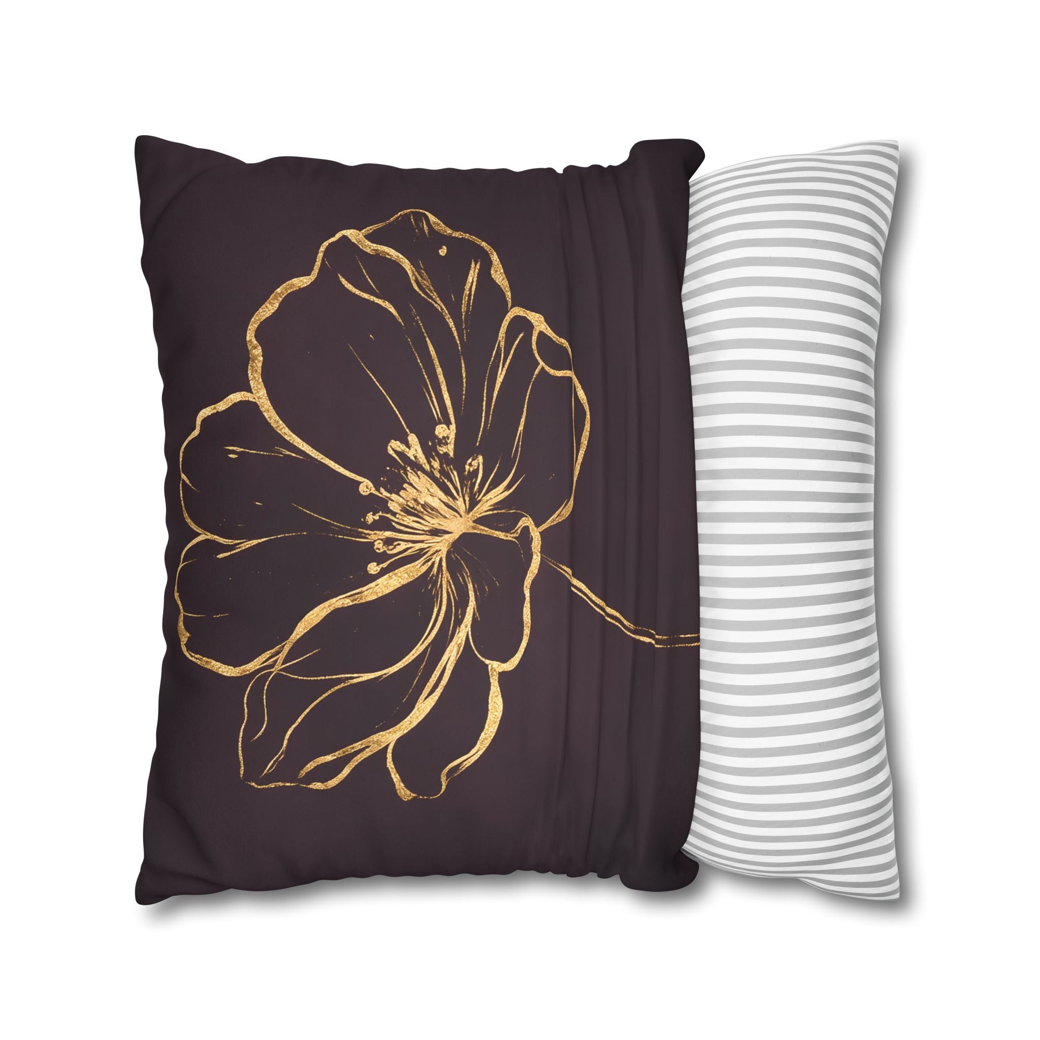 Plum Purple Gold Floral Cushion Cover