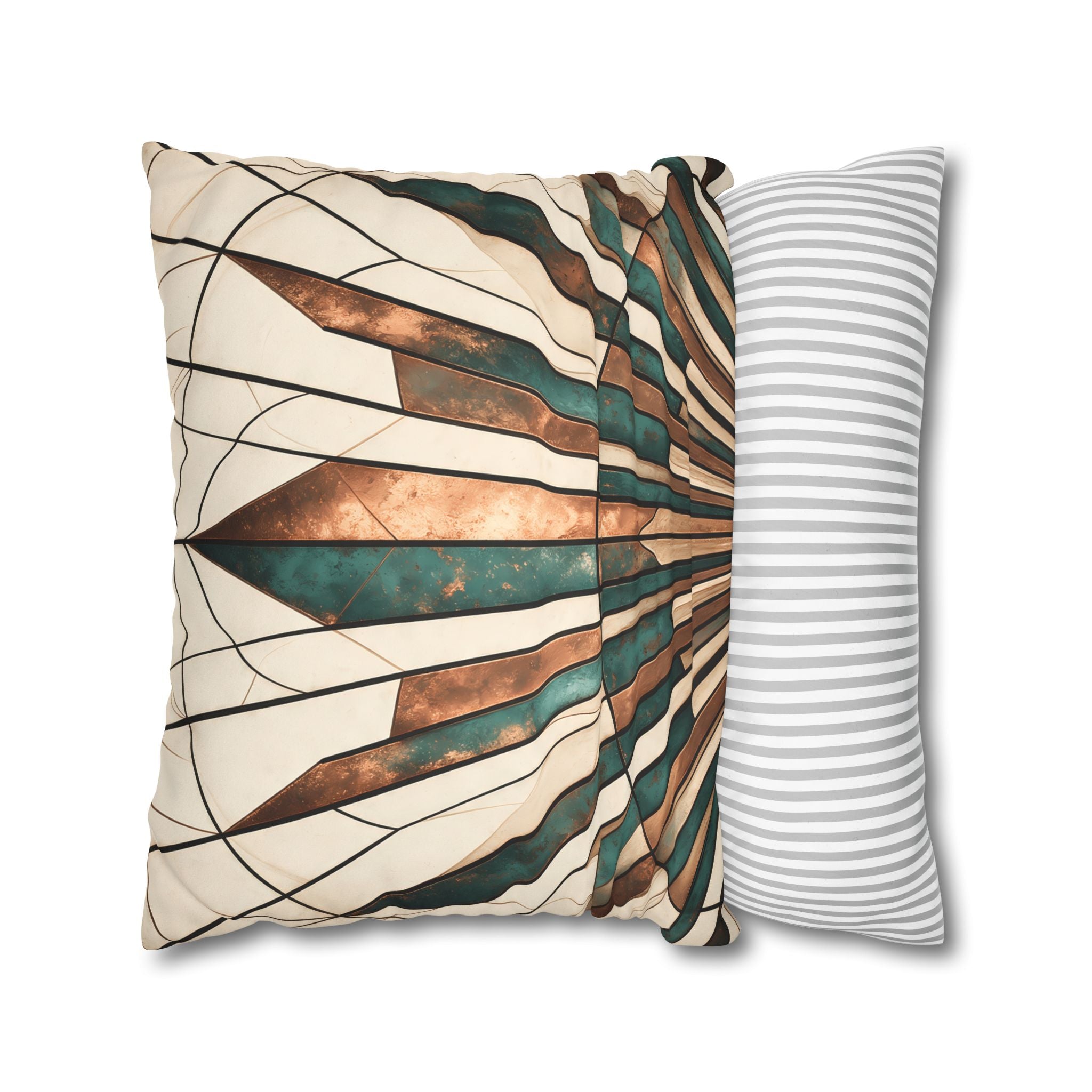Copper & Patina Teal Sunburst Fan Cushion