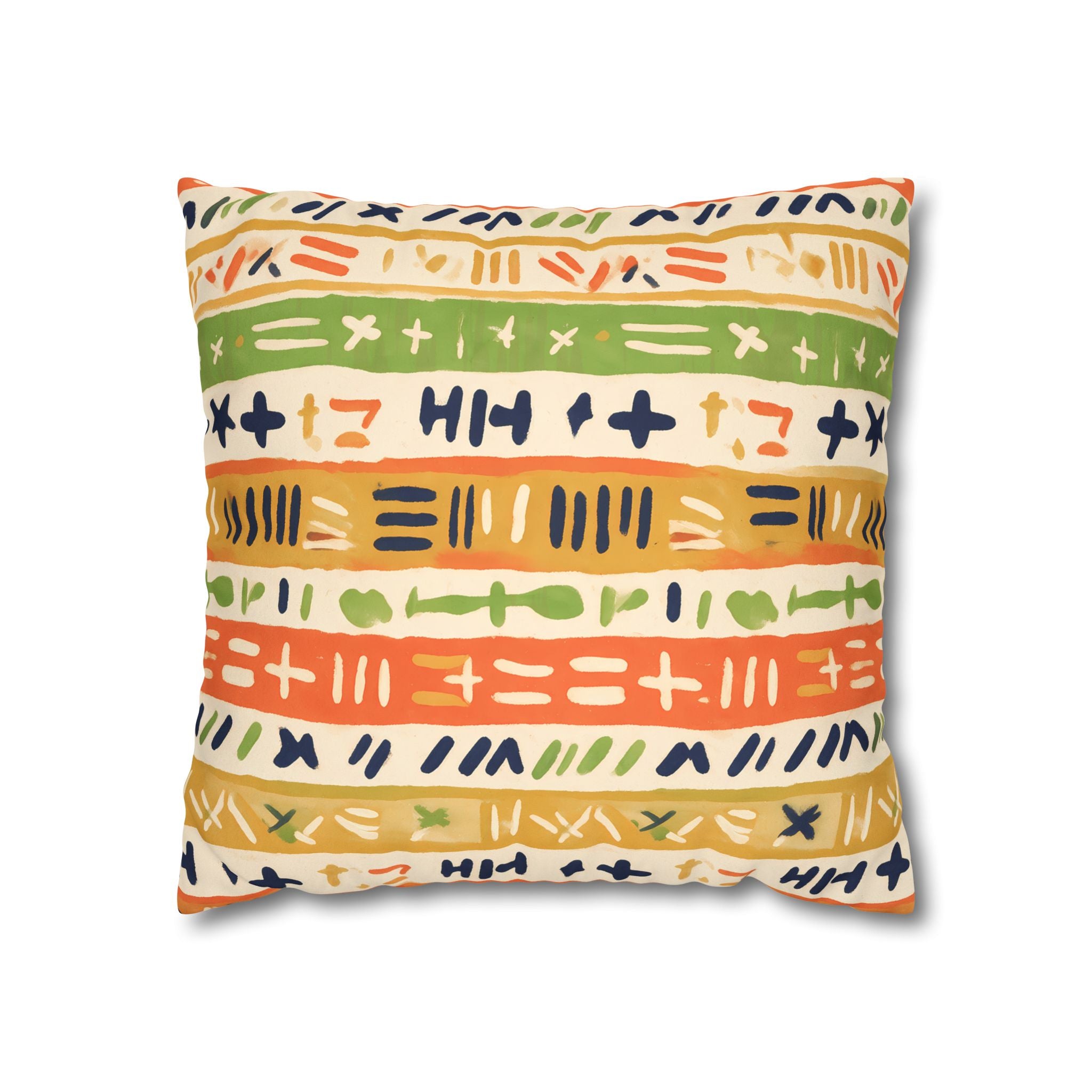 Persimmon & Wasabi Banded Cushion Cover