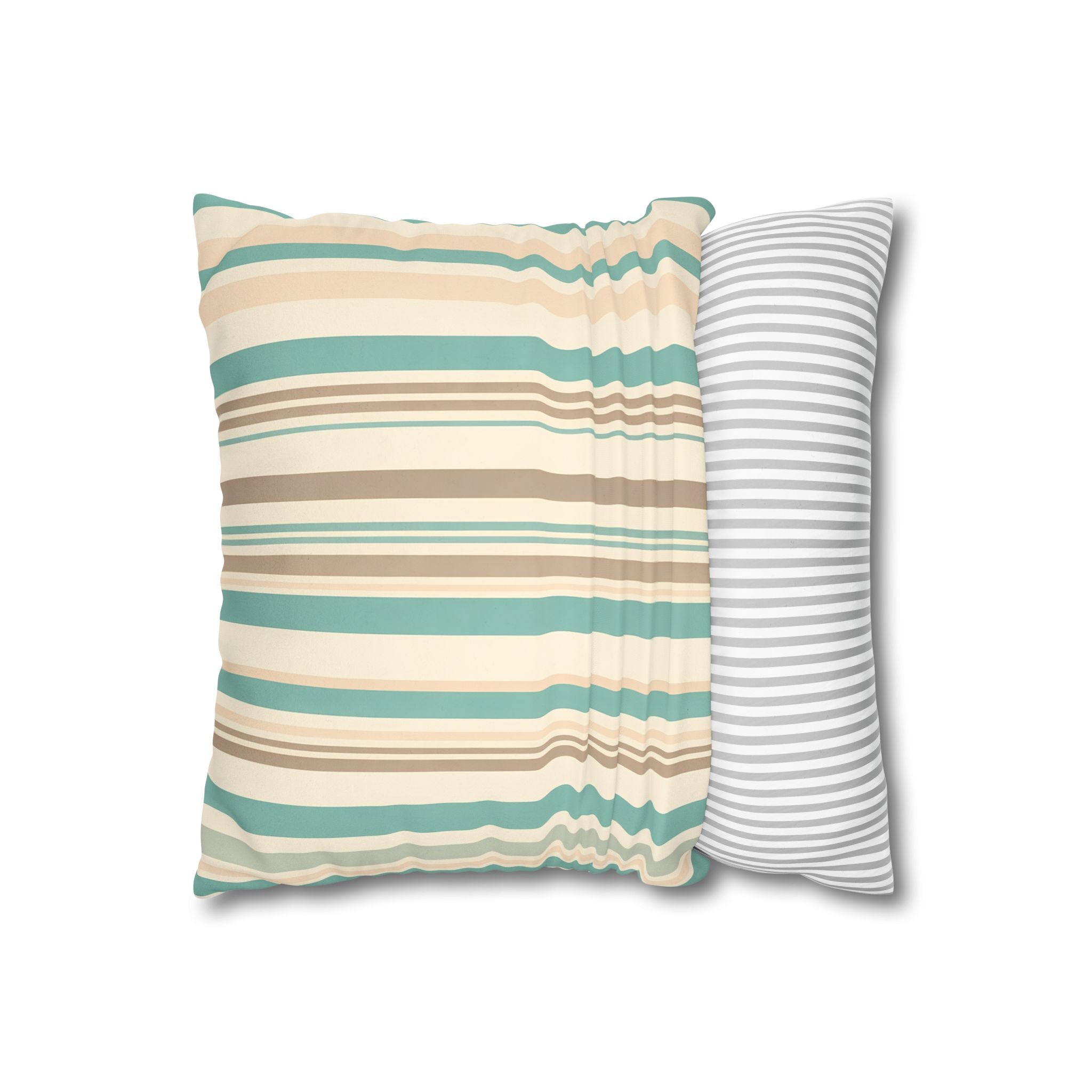 Marine Mist & Sand Vertical Stripe Pillow Cover
