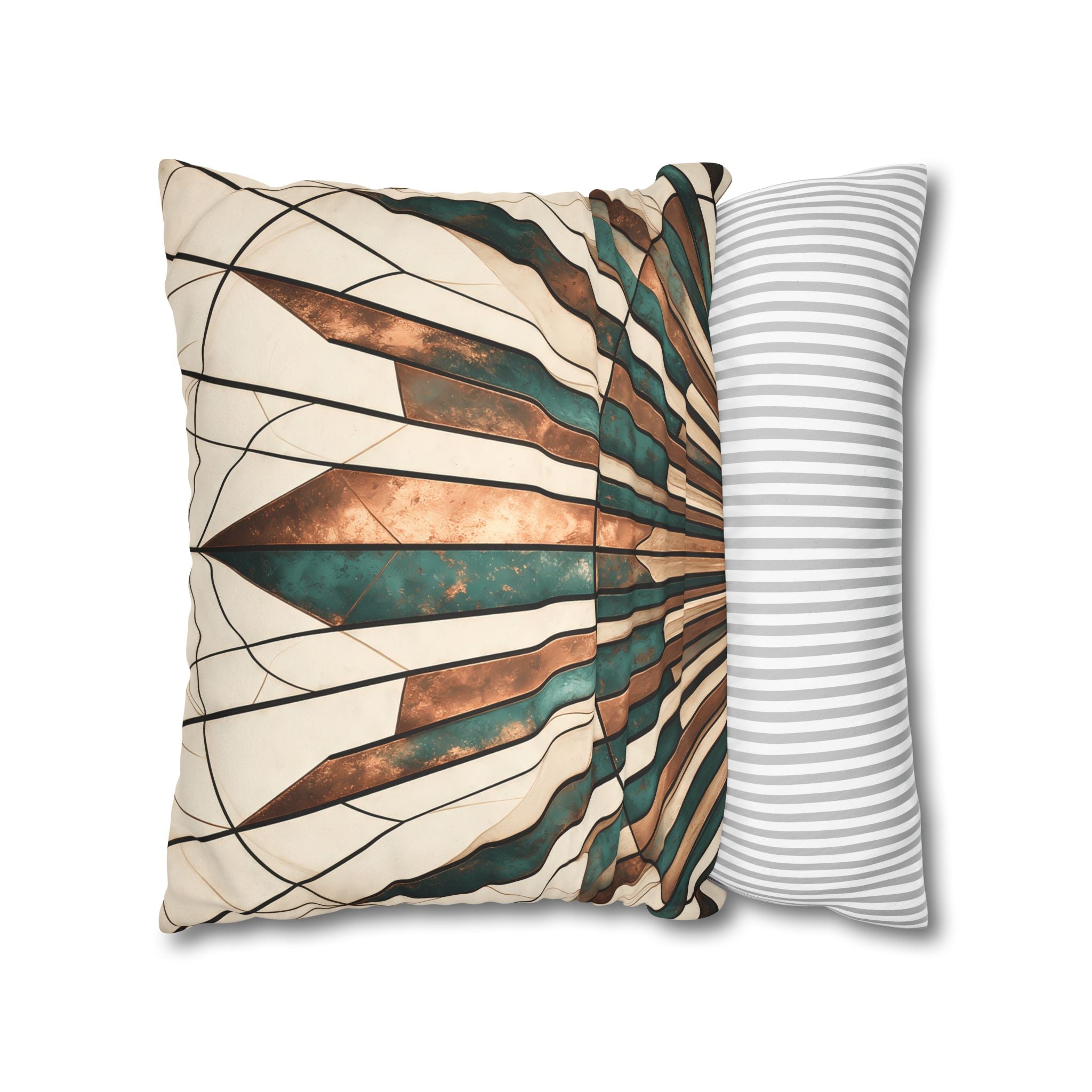 Copper & Patina Teal Sunburst Fan Cushion