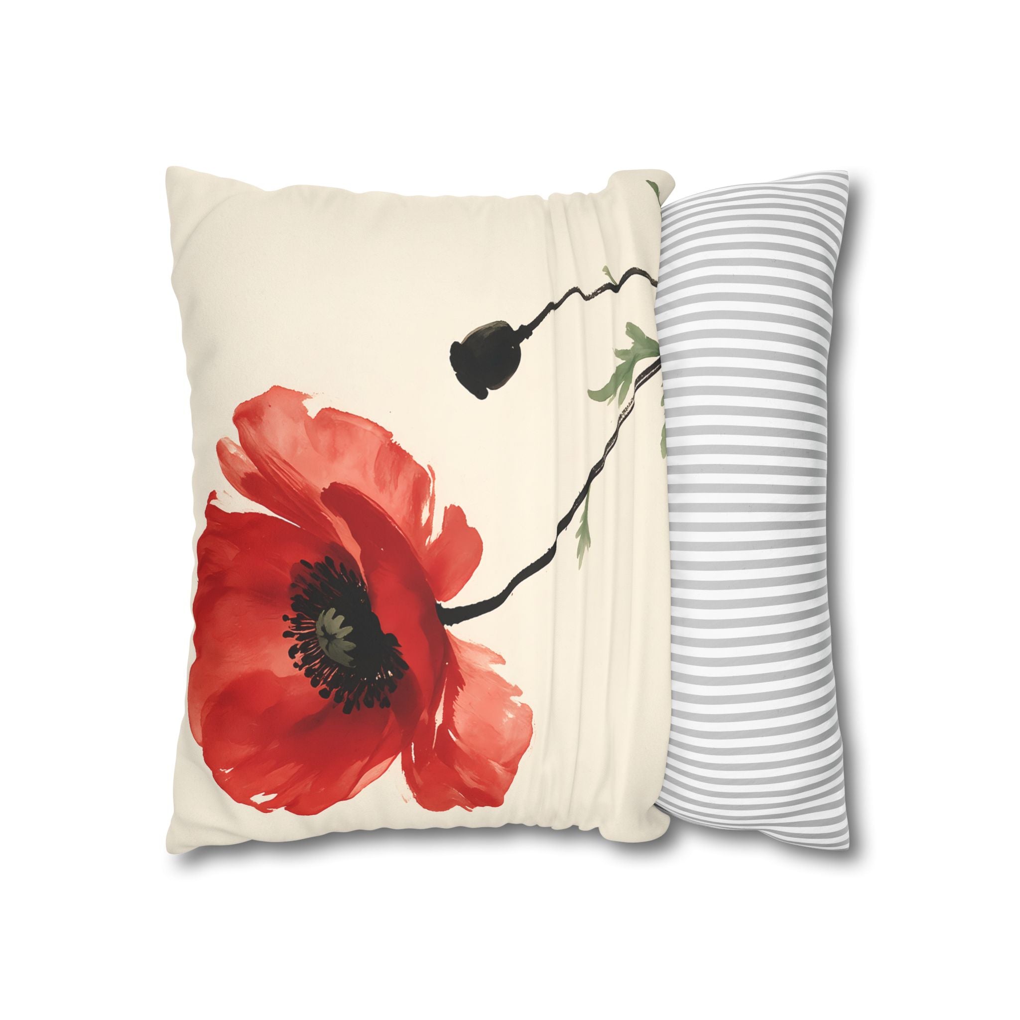 Scarlet Poppy Flower Cushion Cover