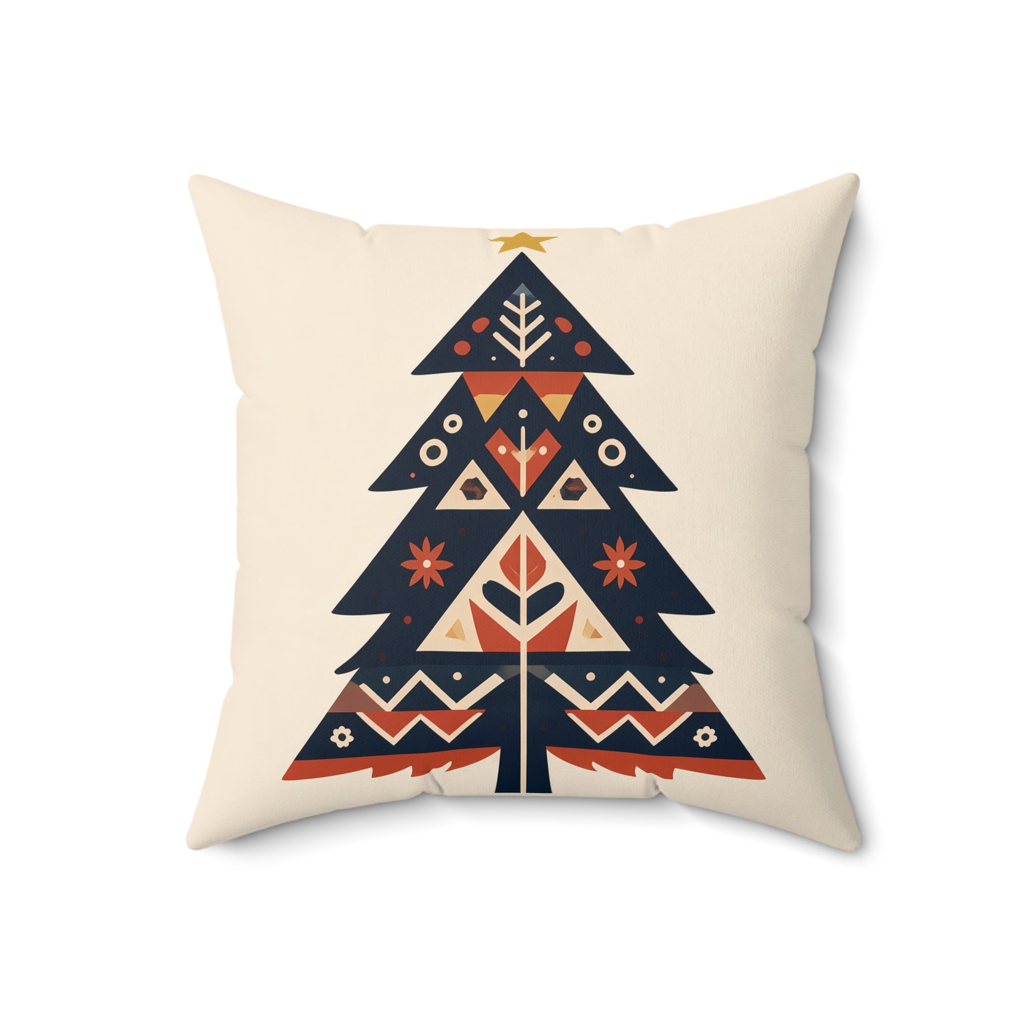 Indigo Folk Tree Pillow with Insert