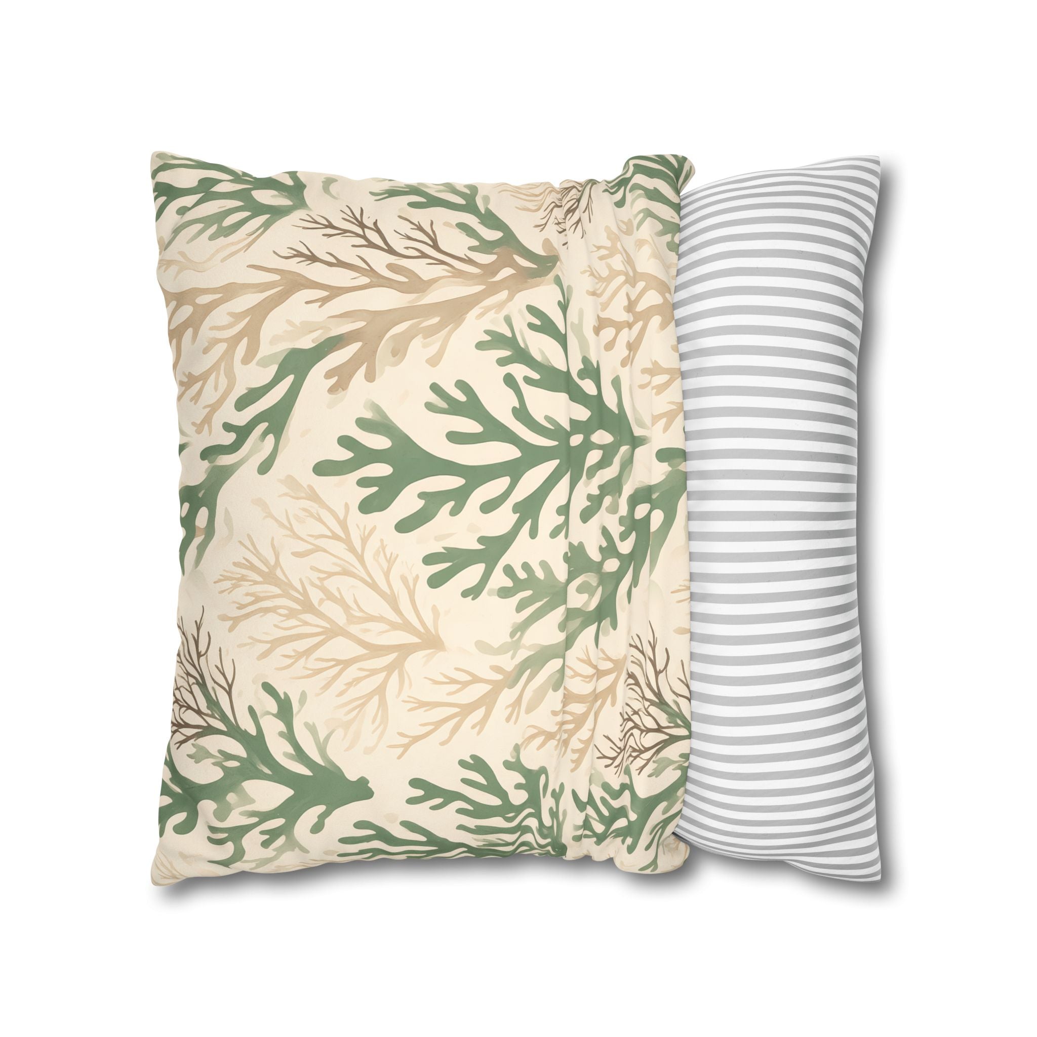 Sage Coral Silhouette Cushion Cover
