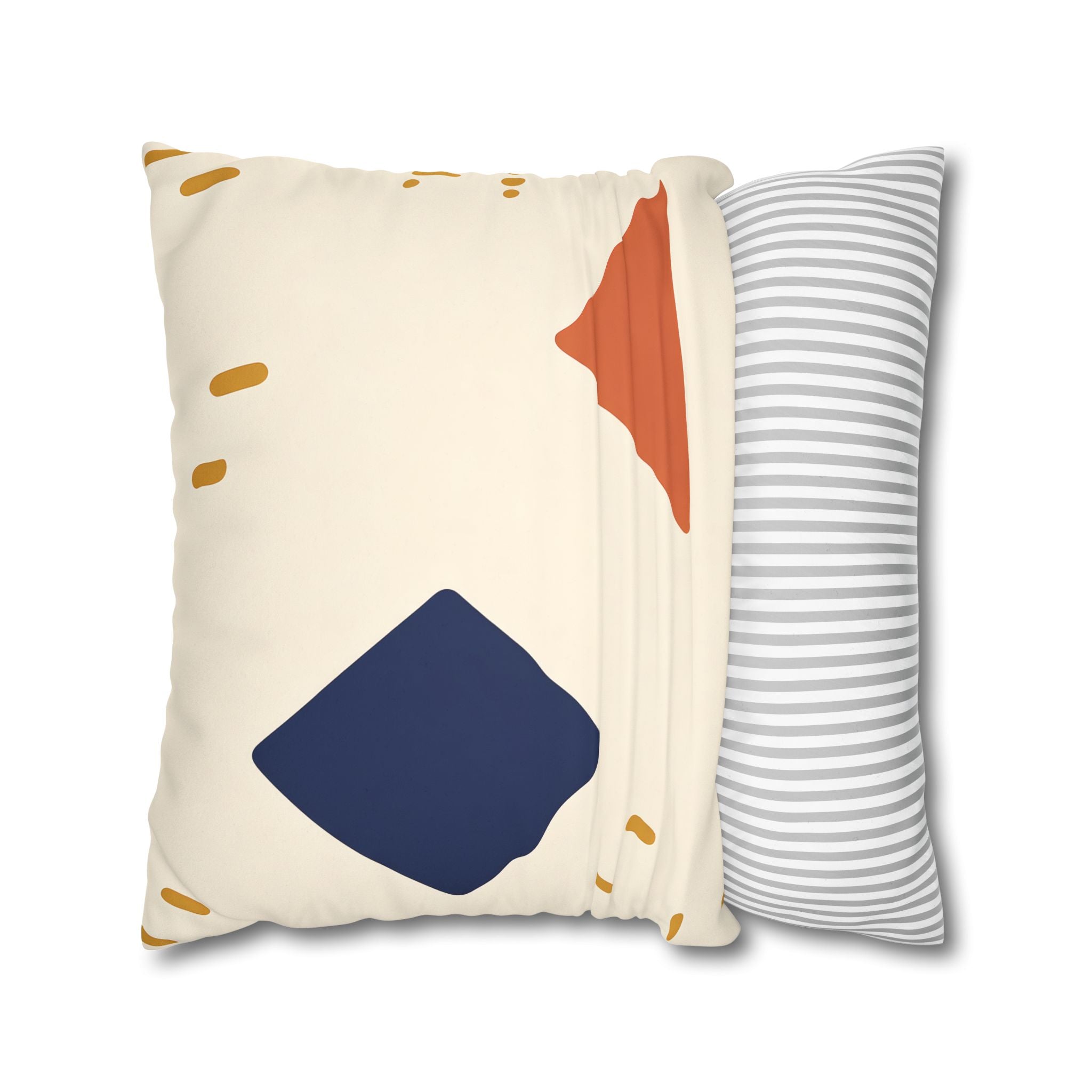 Indigo Diamond & Ochre Dash Pillow Cover