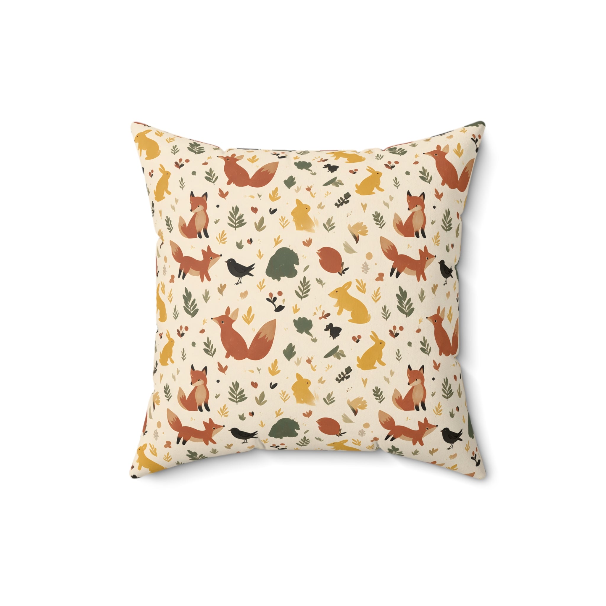Woodland Fox & Hare Throw Pillow with Insert