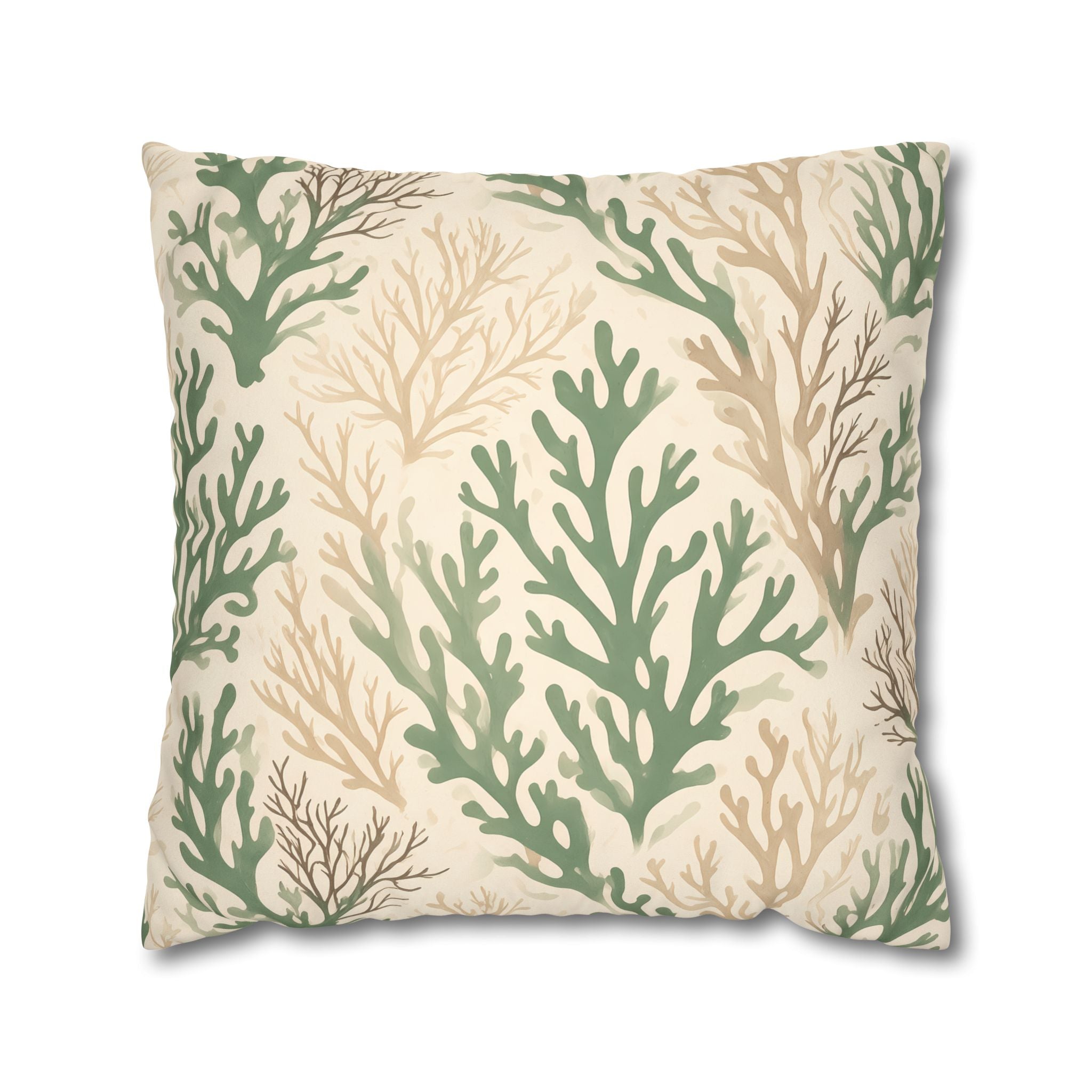 Sage Coral Silhouette Cushion Cover