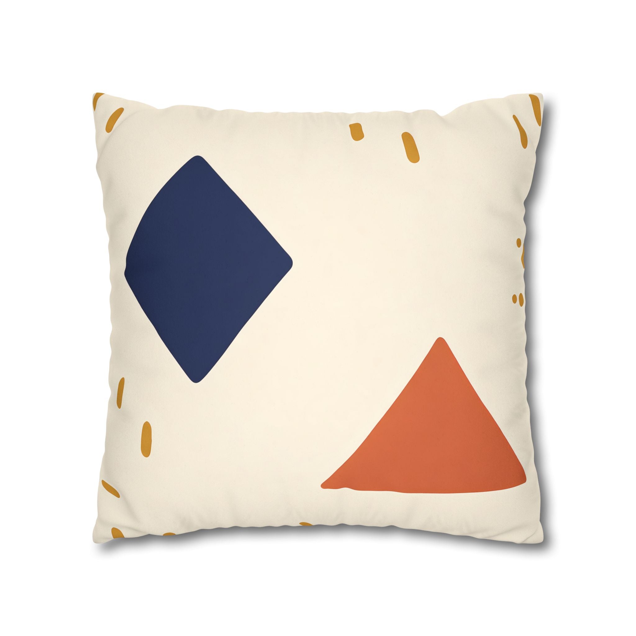 Indigo Diamond & Ochre Dash Pillow Cover