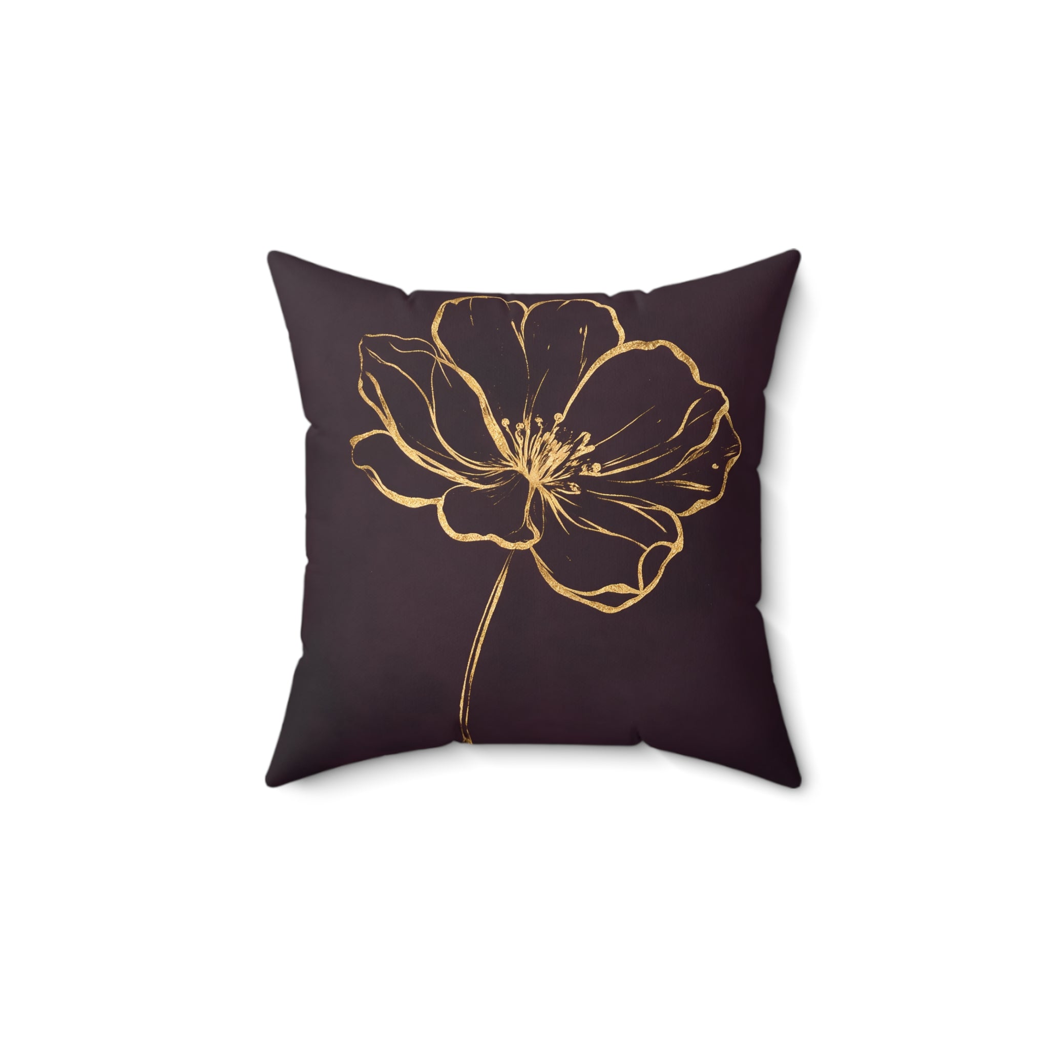 Gold Flower Plum Throw Pillow with Insert