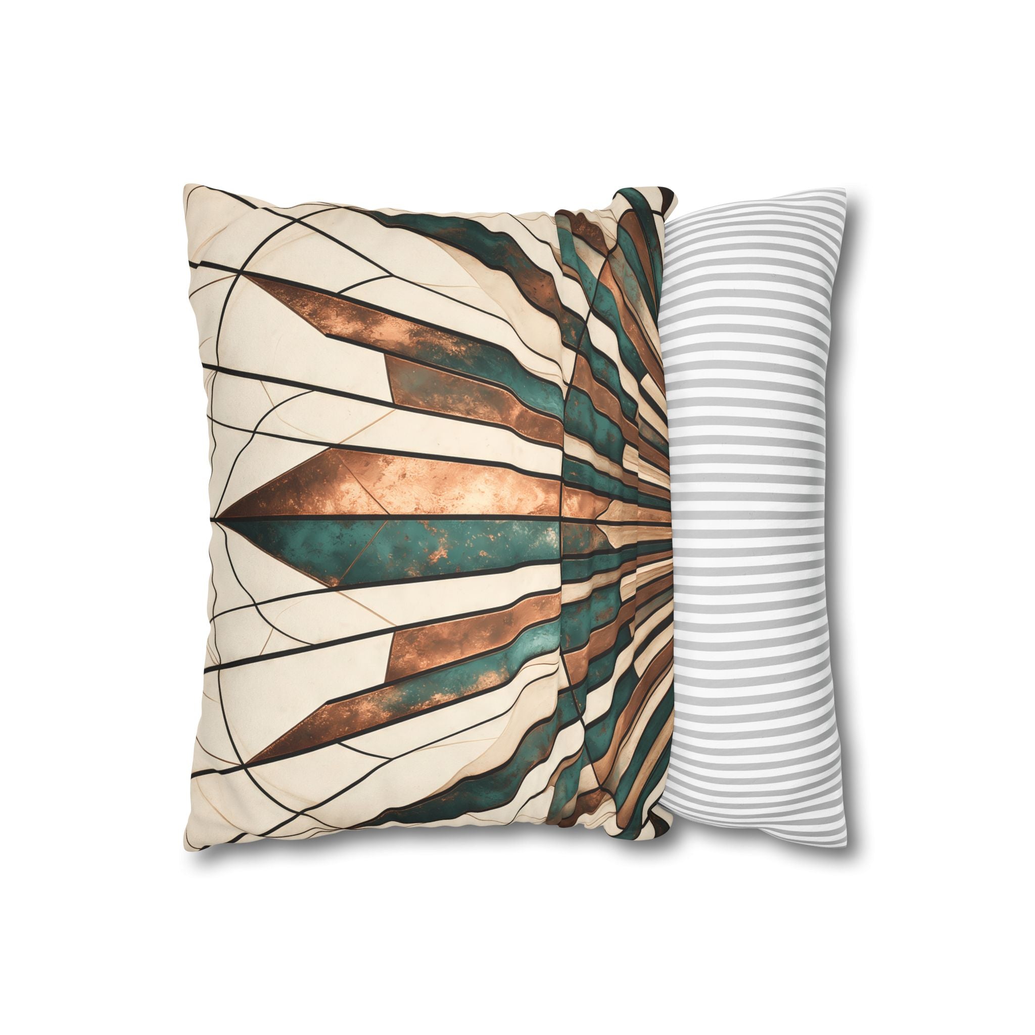 Copper & Patina Teal Sunburst Fan Cushion