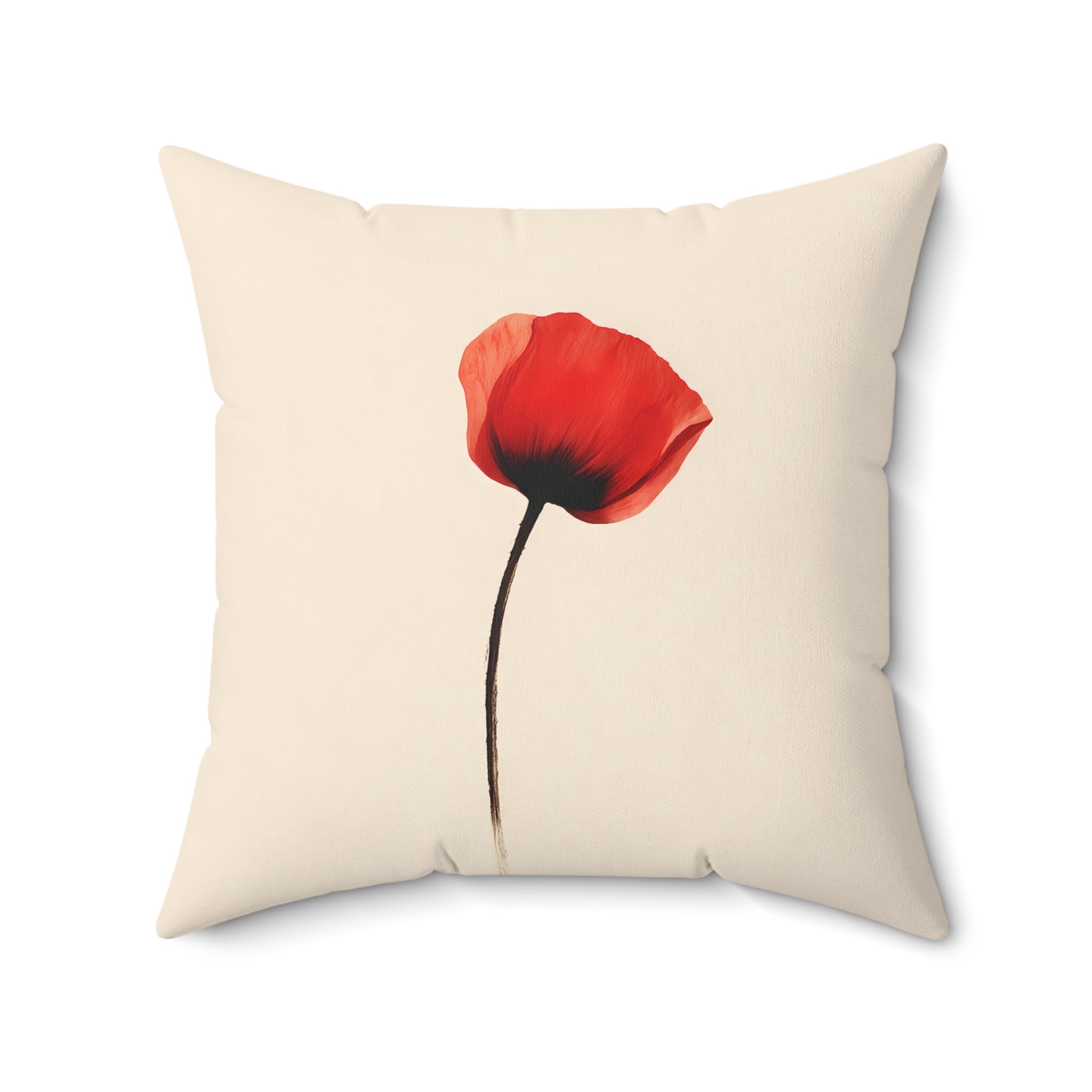 Red Poppy Flower Throw Pillow