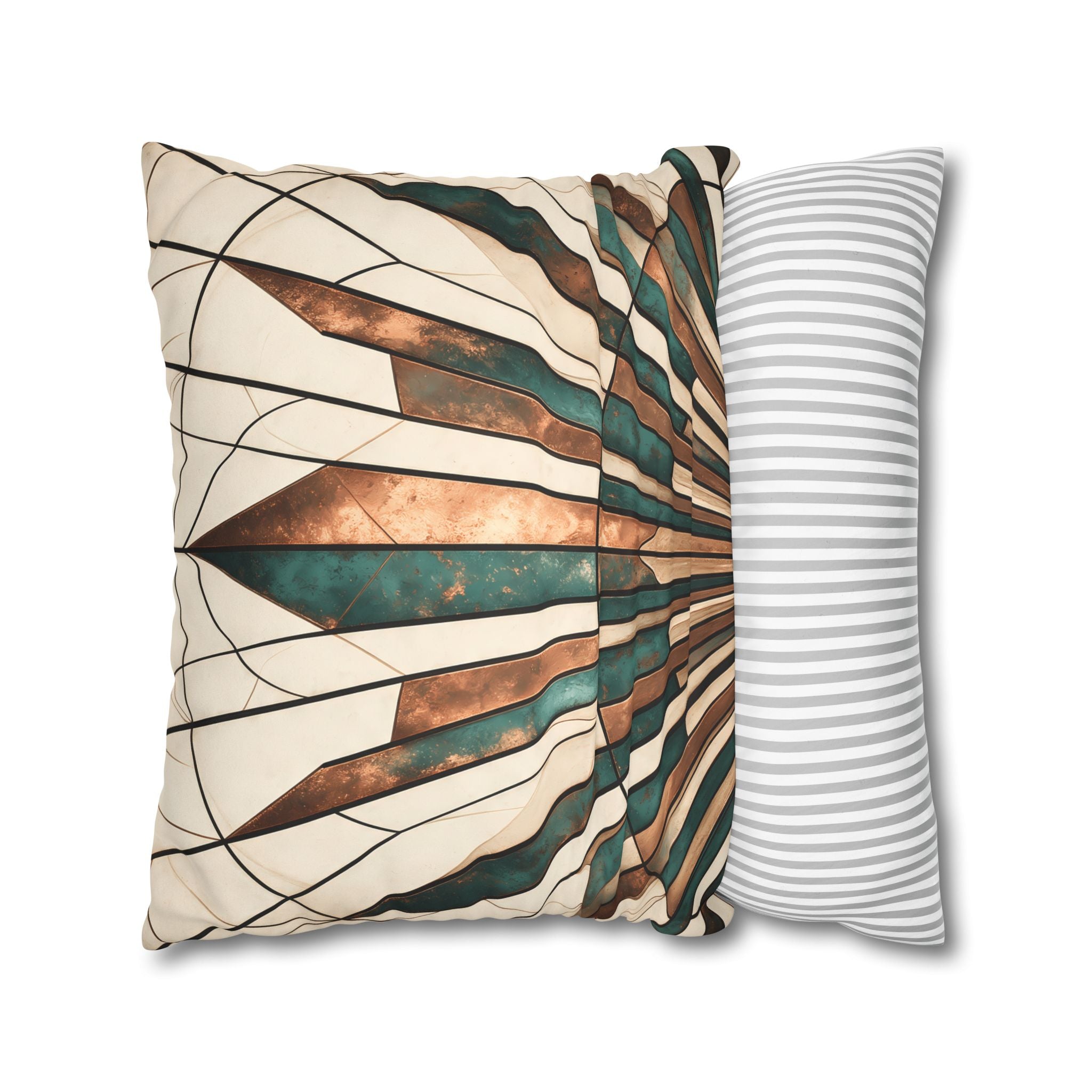Copper & Patina Teal Sunburst Fan Cushion