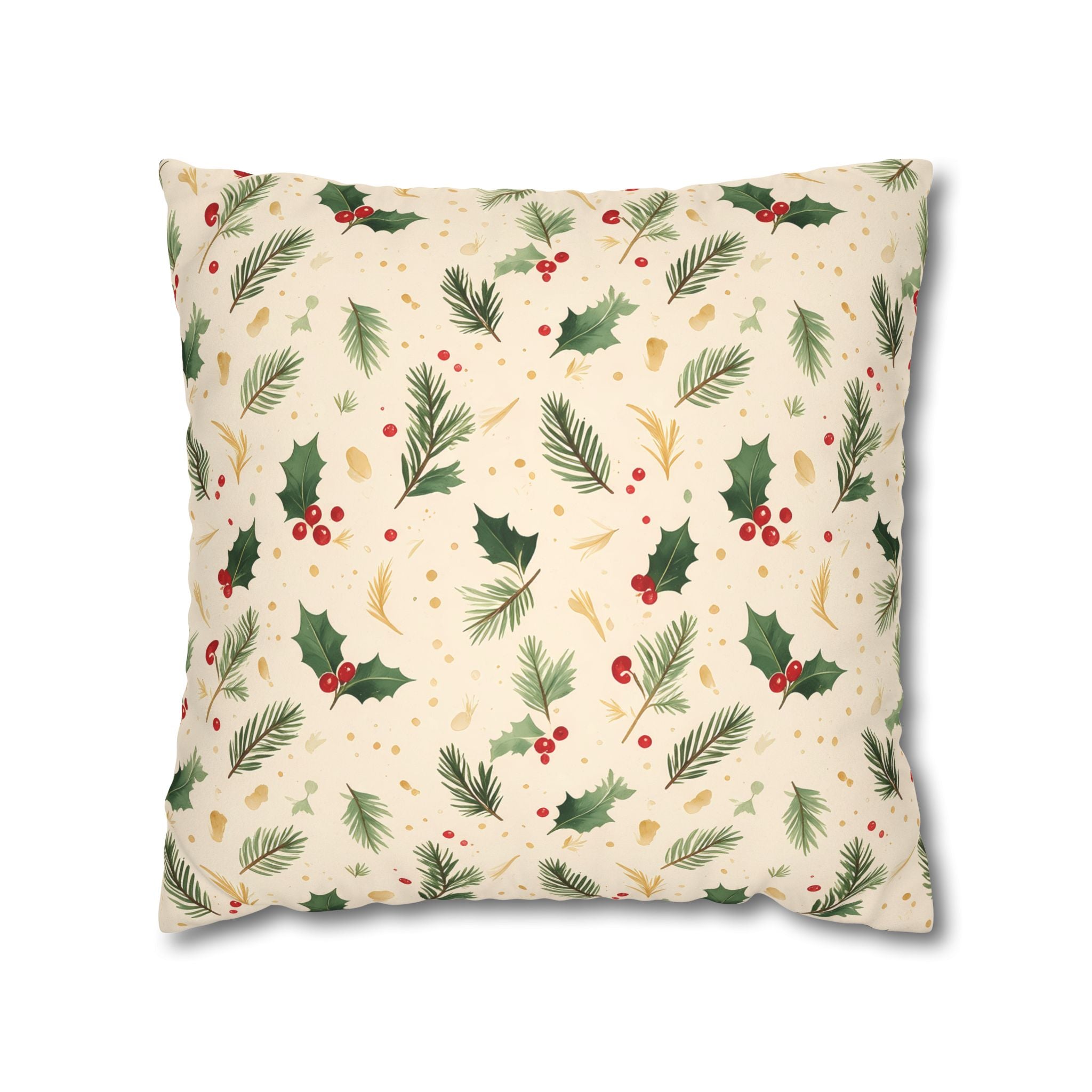 Festive Holly Berry Pillow Cover