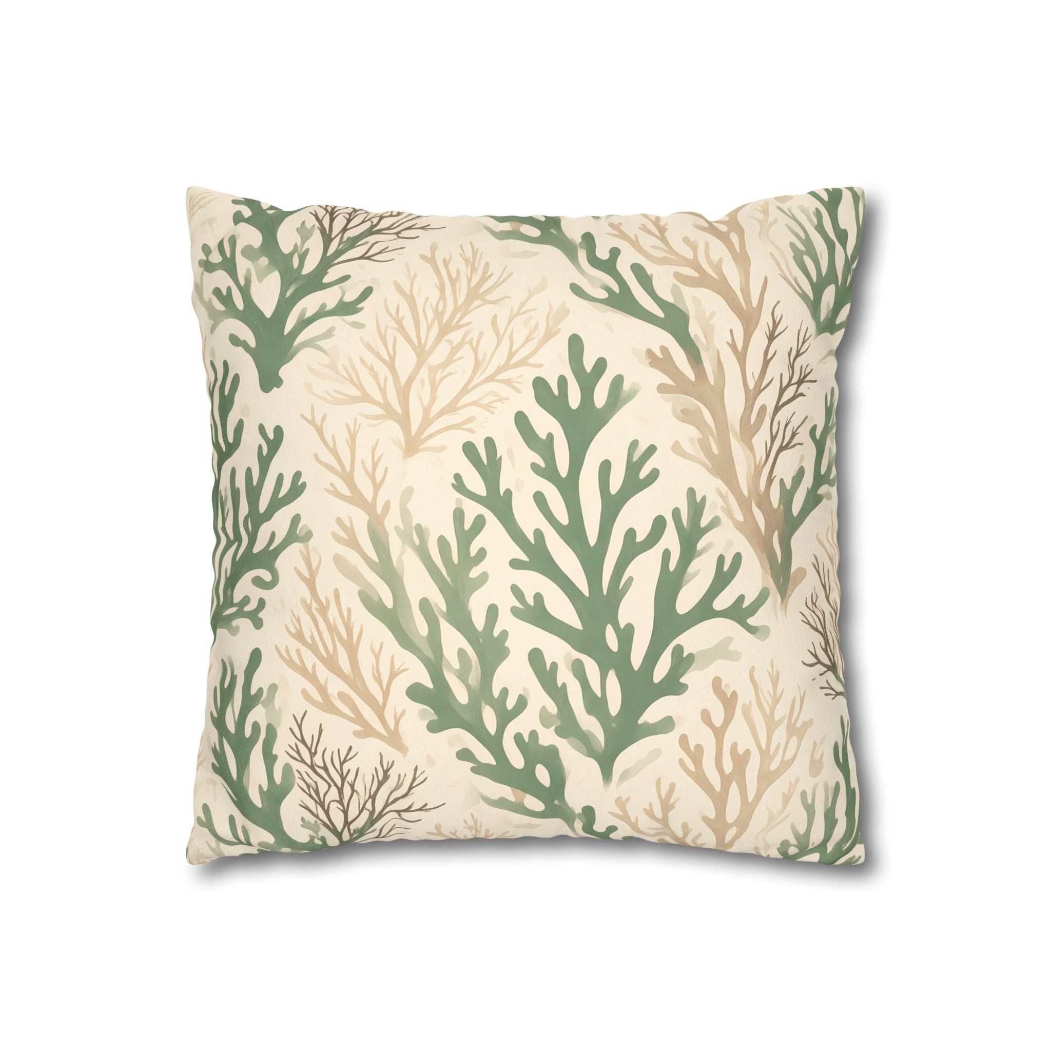 Sage Coral Silhouette Cushion Cover
