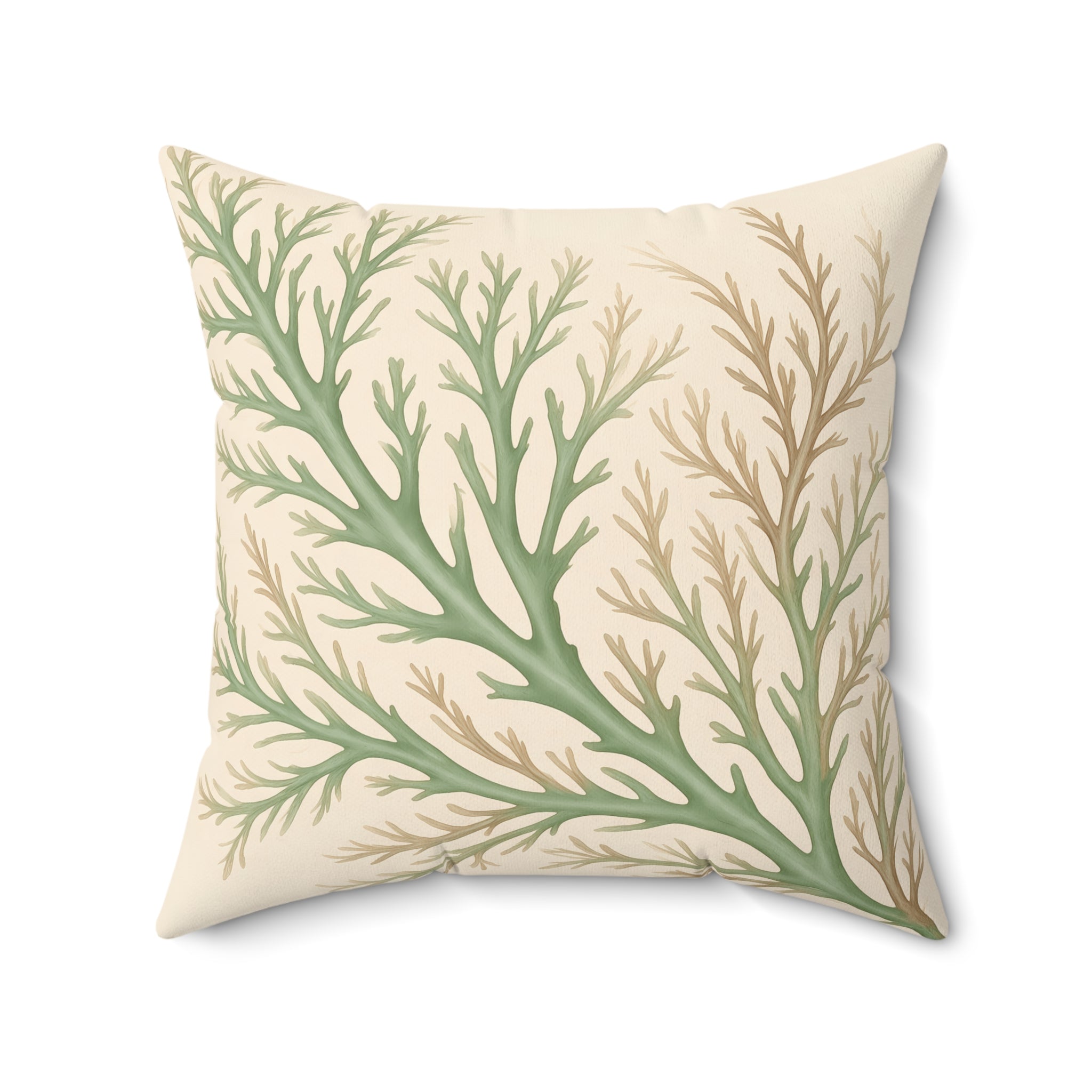 Sage Marine Frond Throw Pillow with Insert