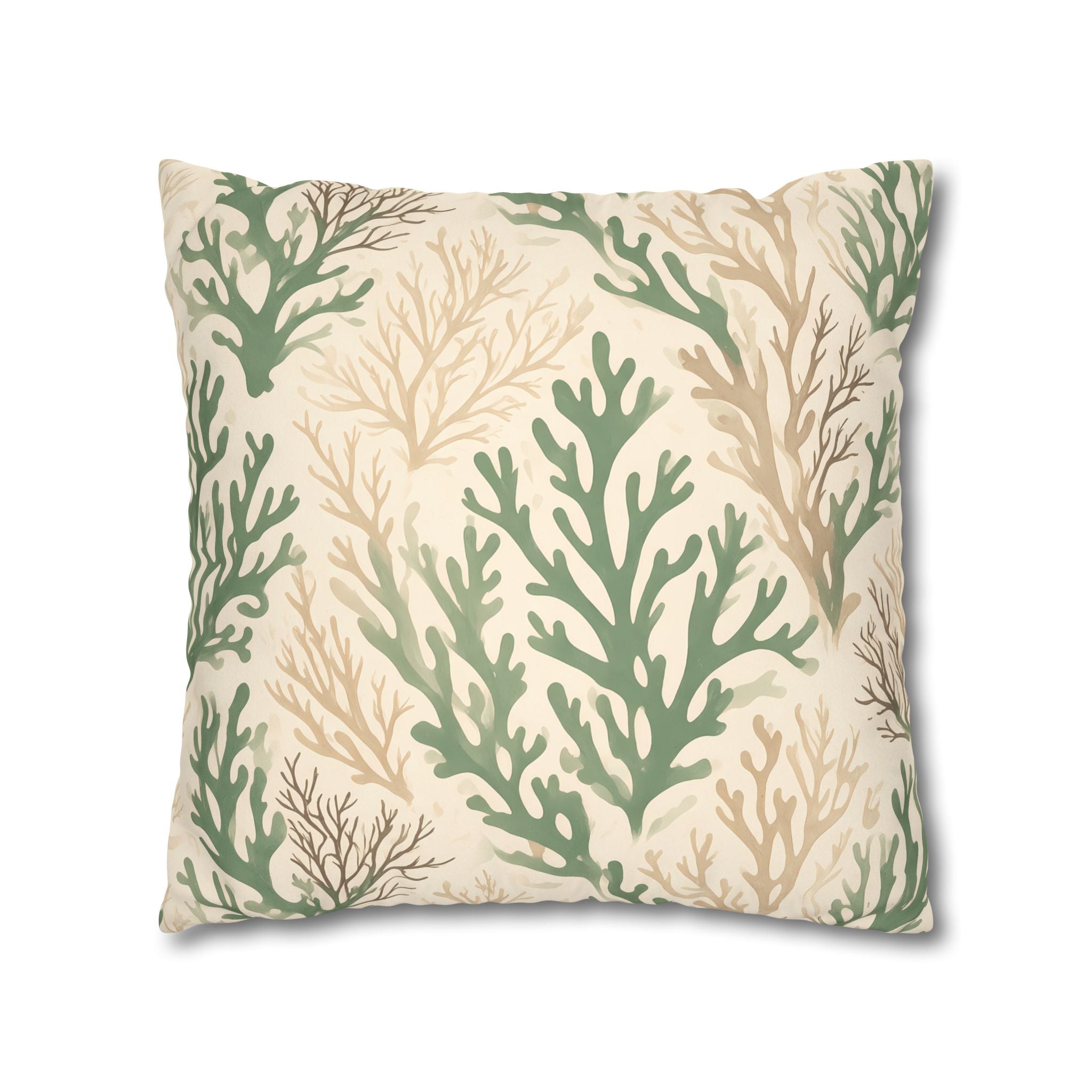 Sage Coral Silhouette Cushion Cover