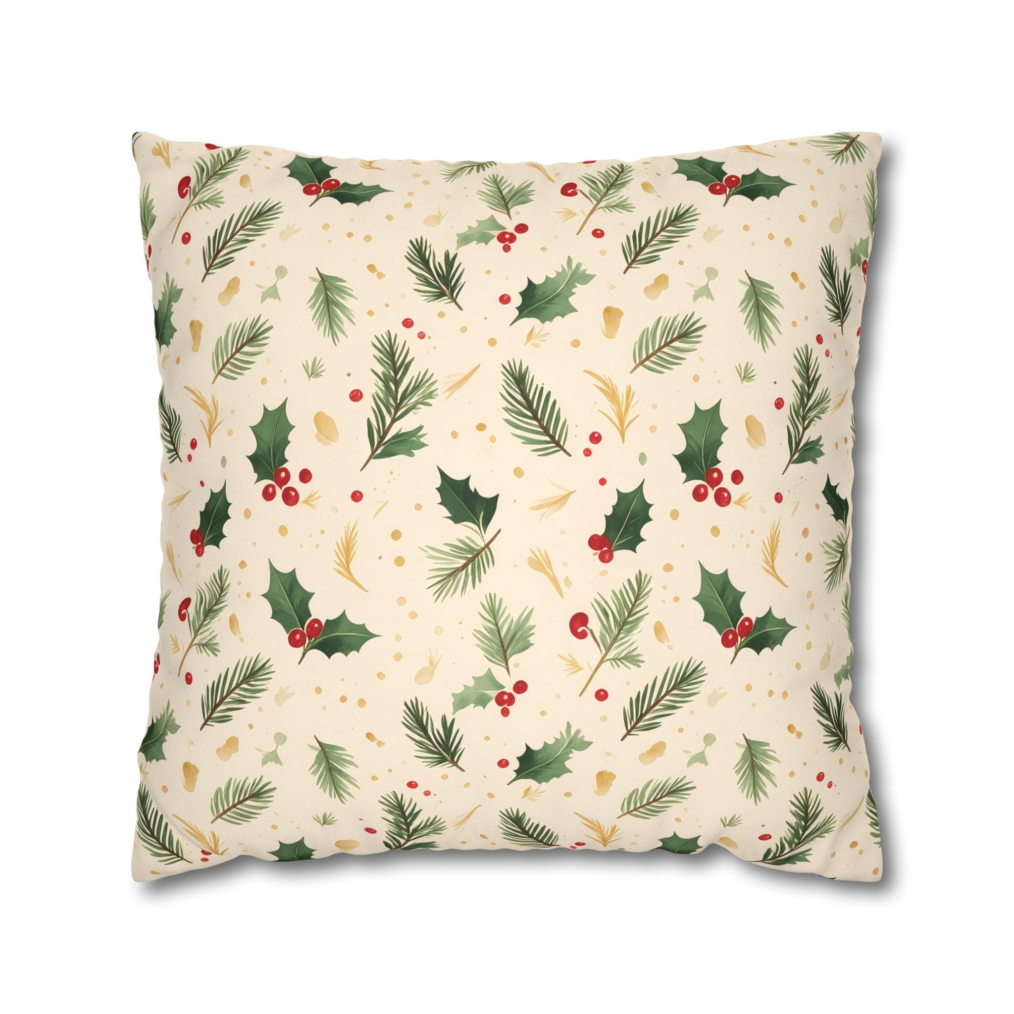 Festive Holly Berry Pillow Cover