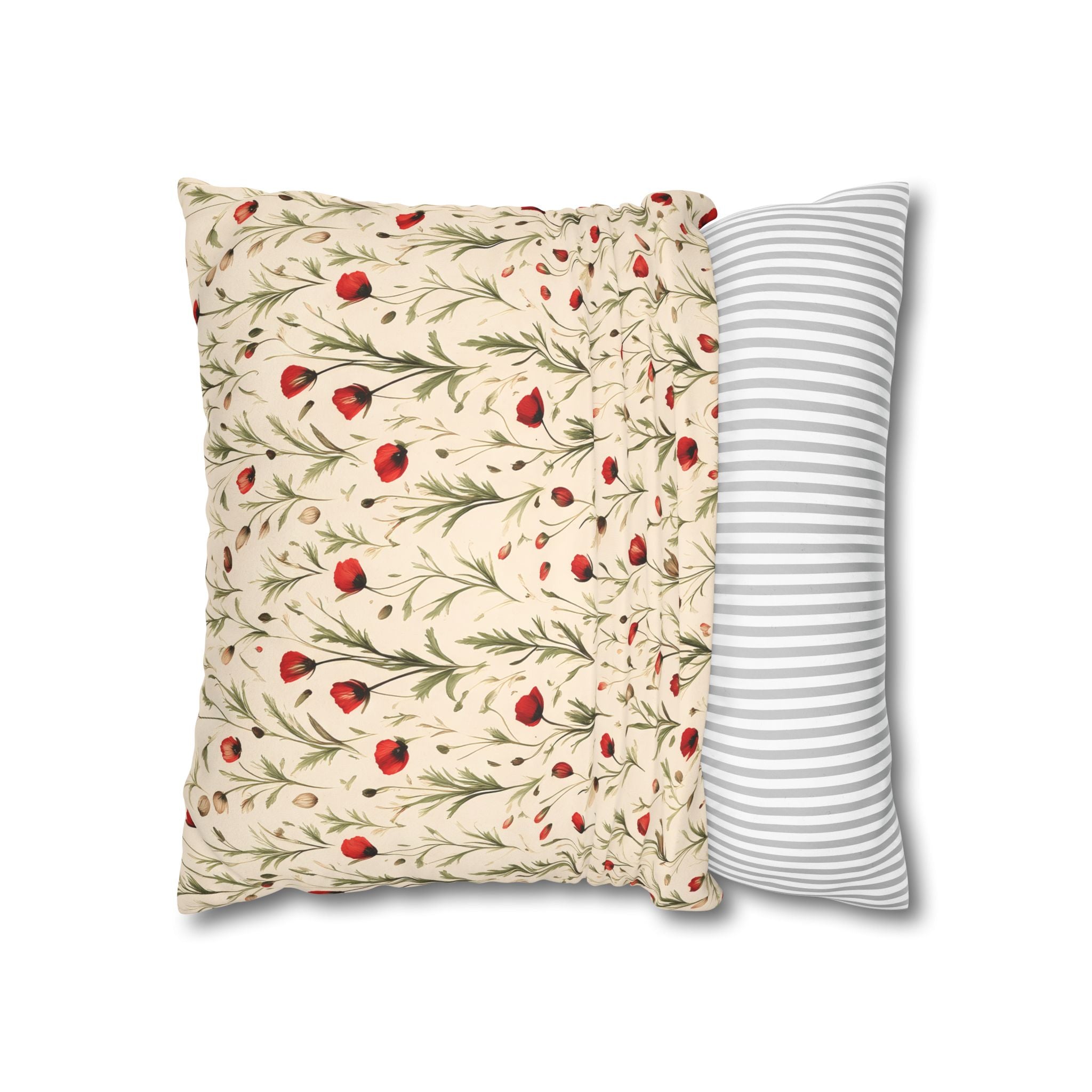 Red Poppy Flower Cushion Cover