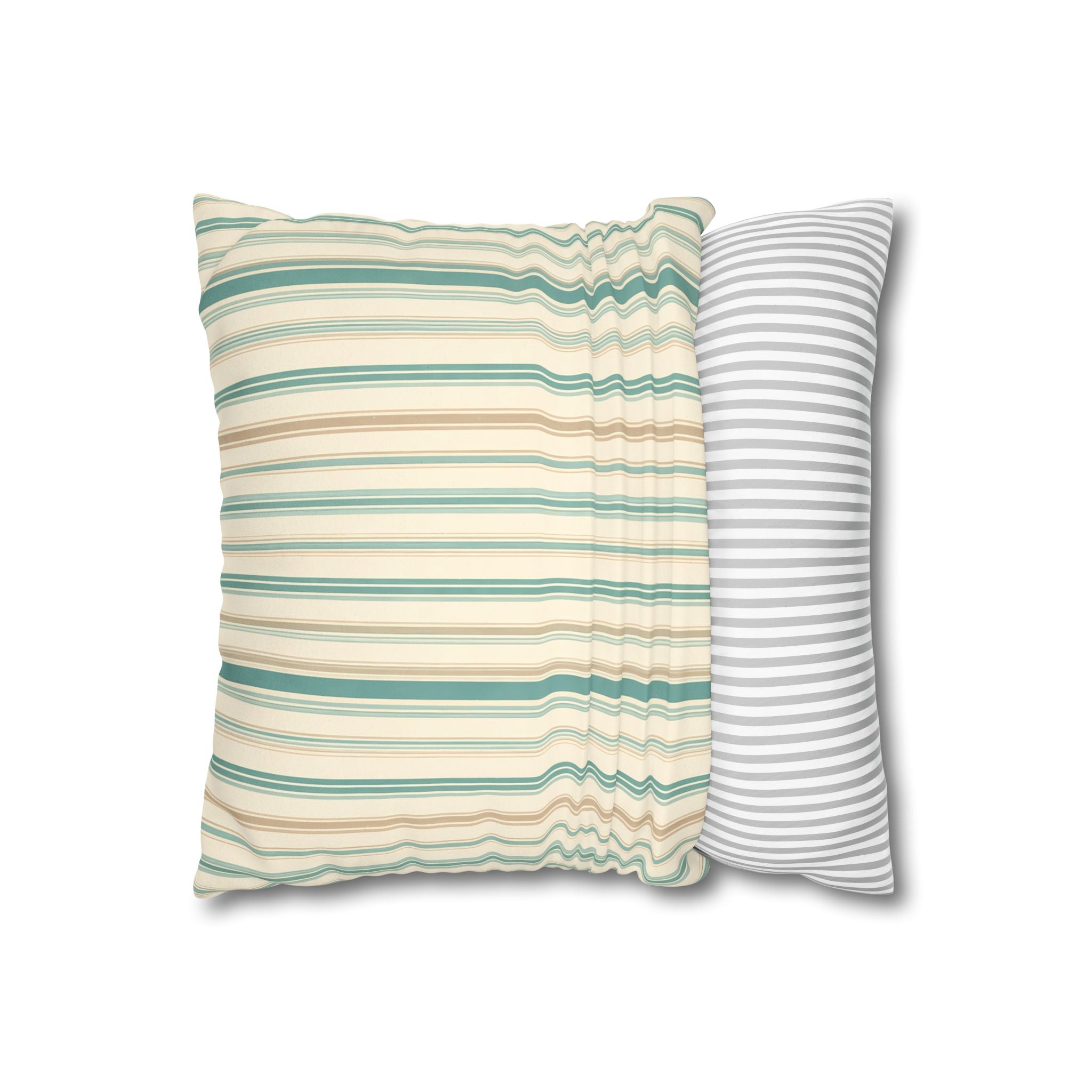 Sea Mist Blue Ticking Stripe Cushion