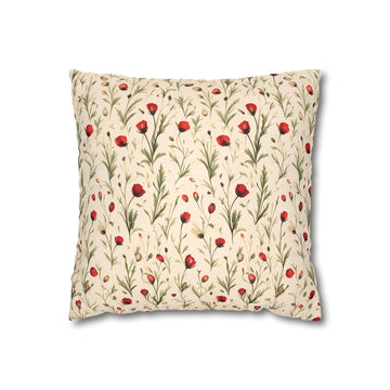 Red Poppy Flower Cushion Cover
