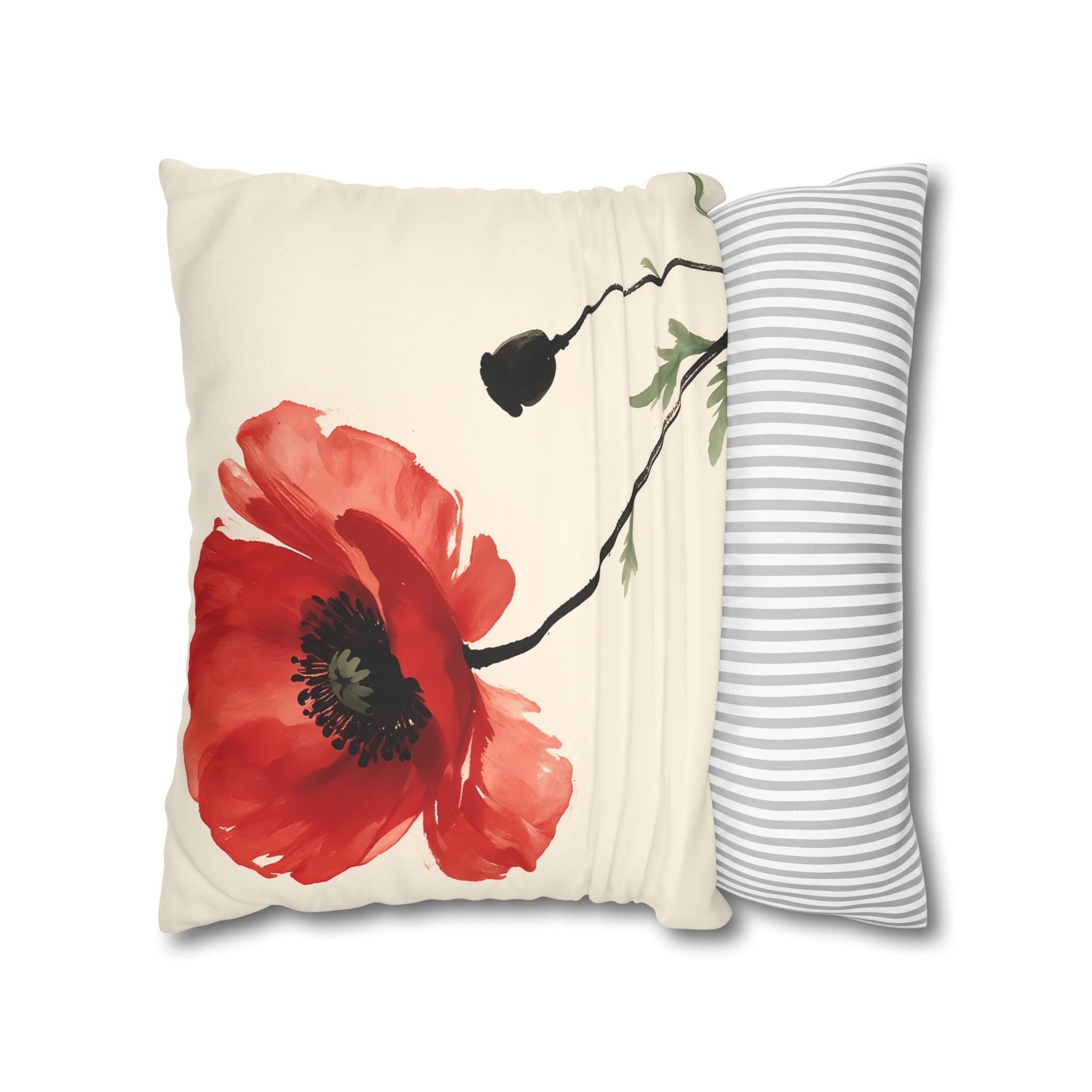 Scarlet Poppy Flower Cushion Cover