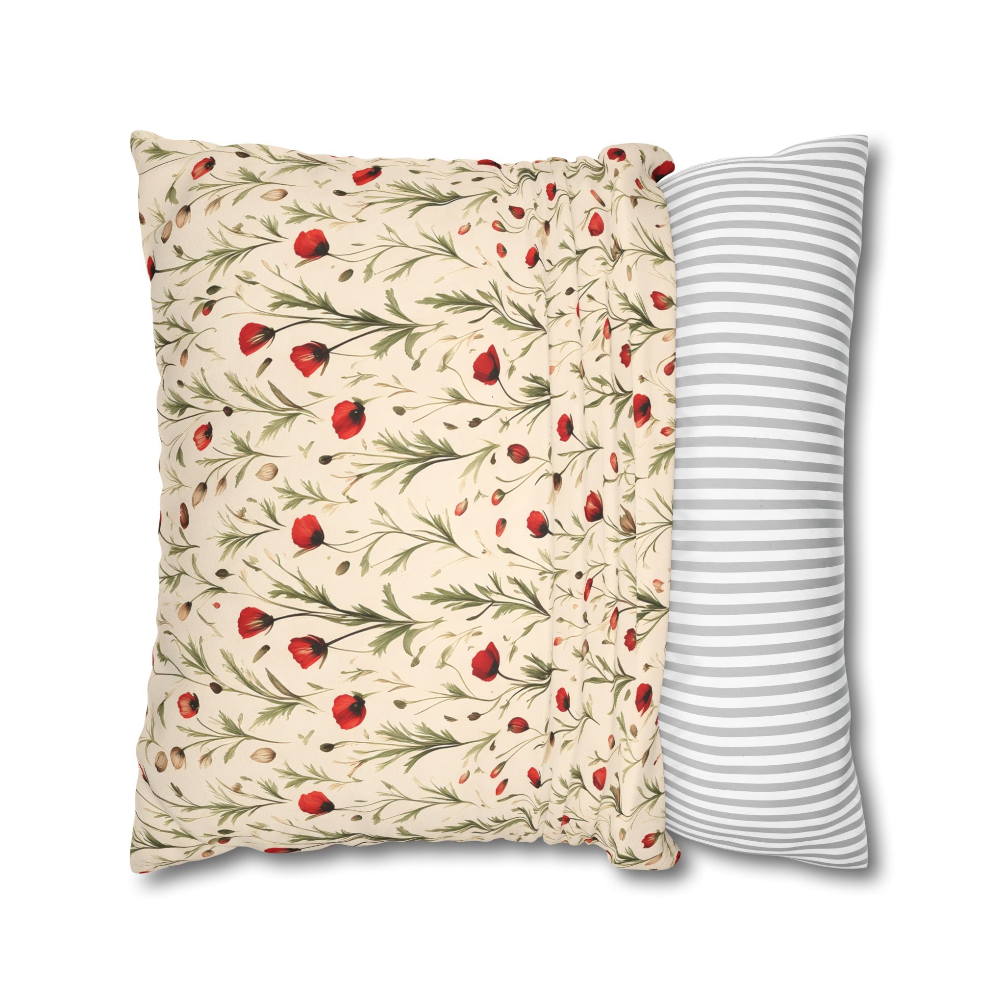 Red Poppy Flower Cushion Cover