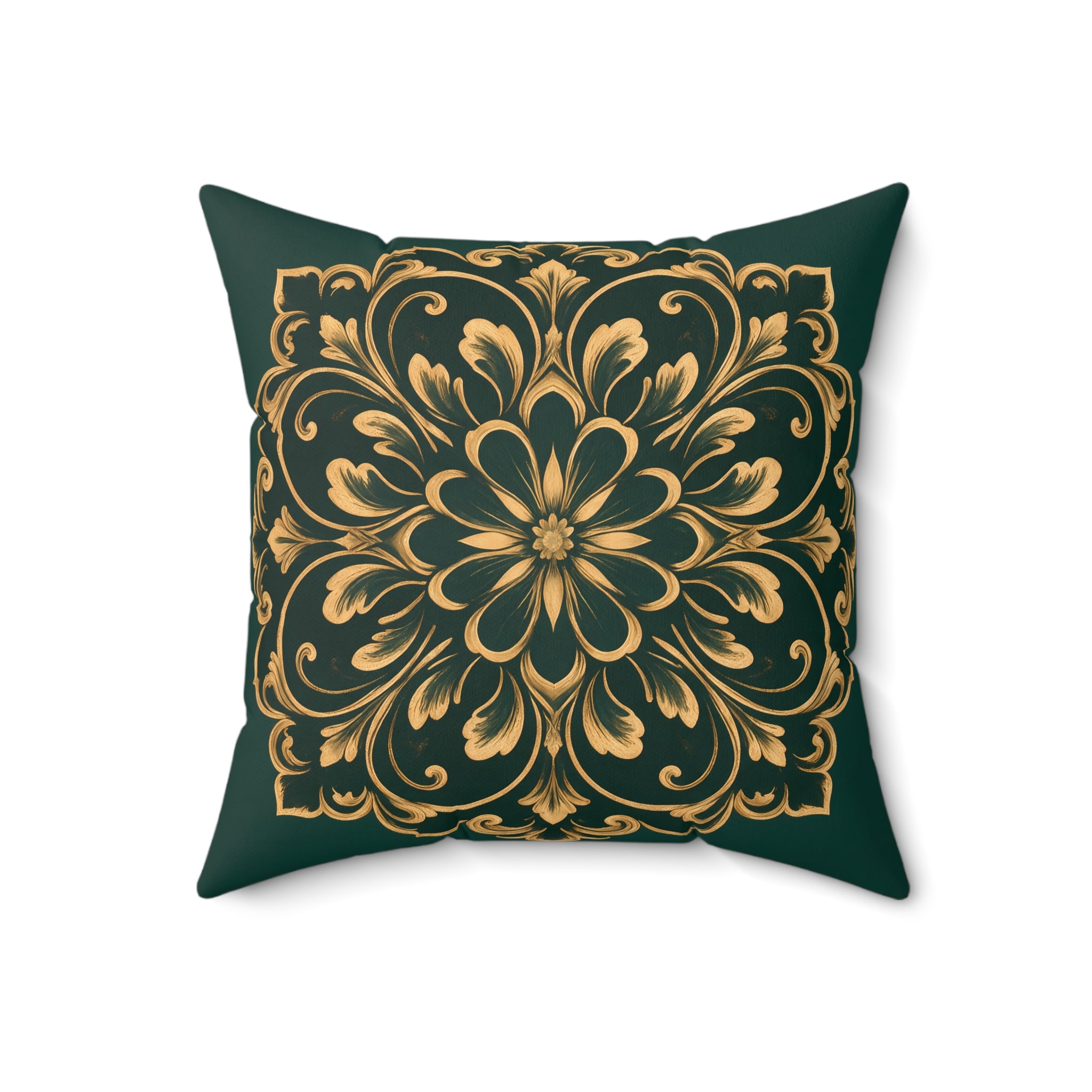 Emerald Gold Radiating Medallion Pillow with Insert