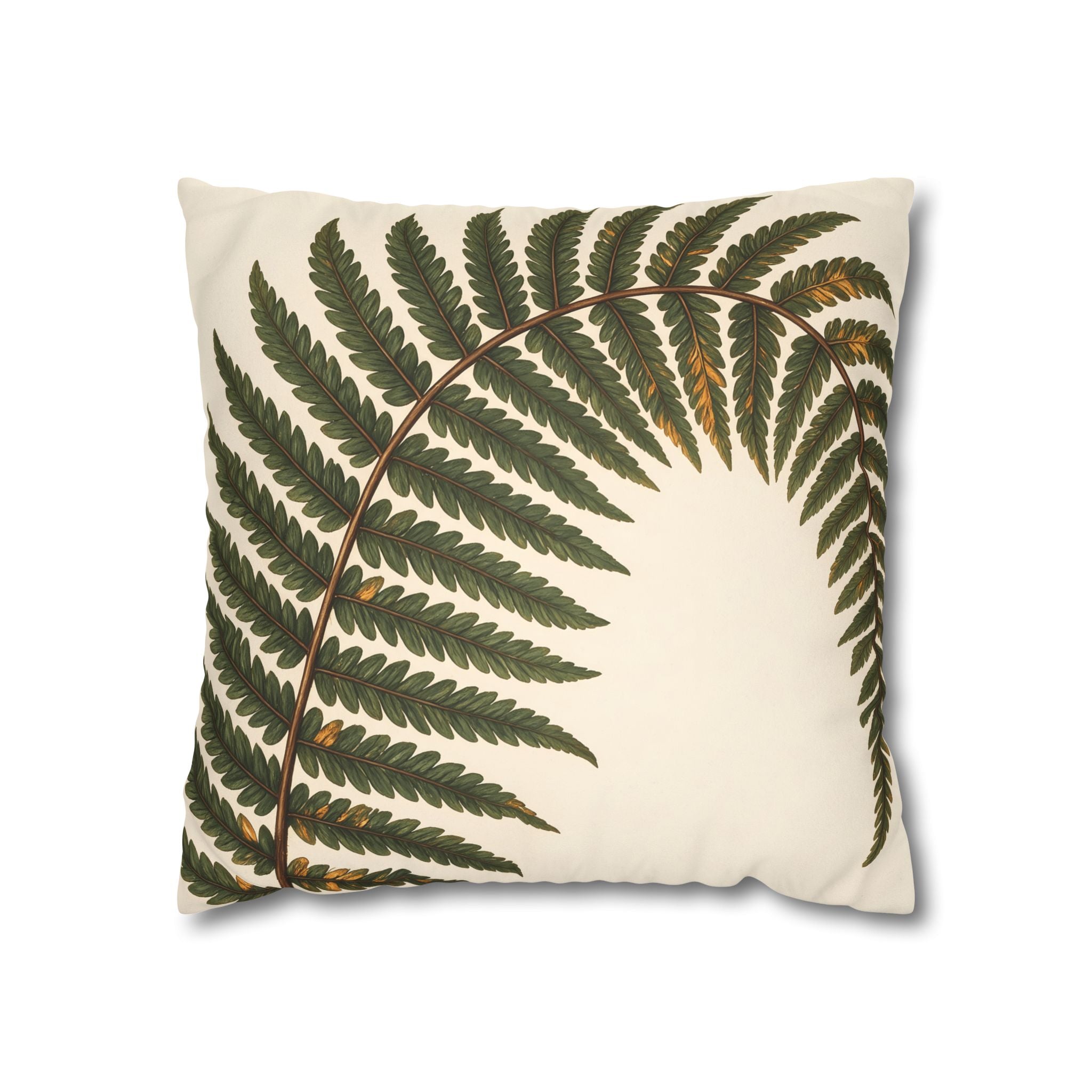 Umber Olive Fern Cushion Cover