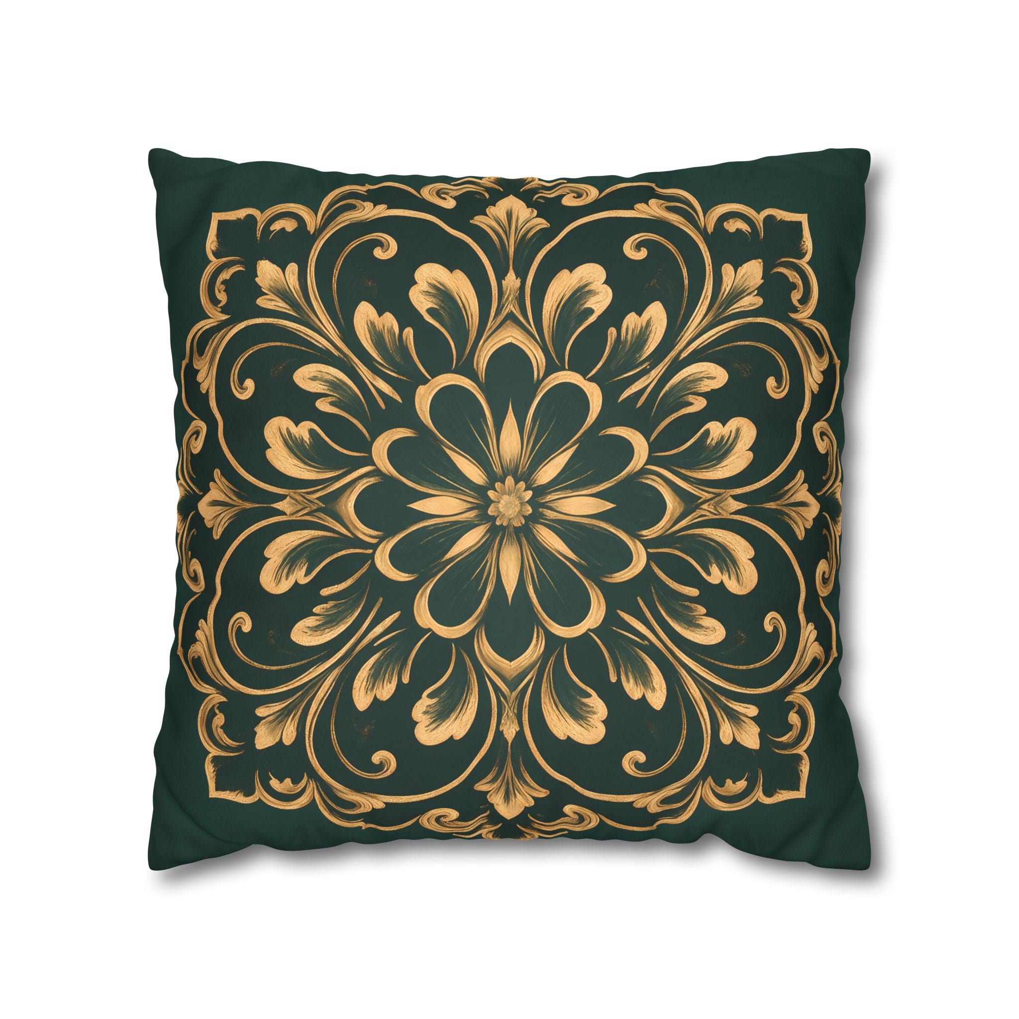 Emerald Gold Radiating Medallion Cushion Cover