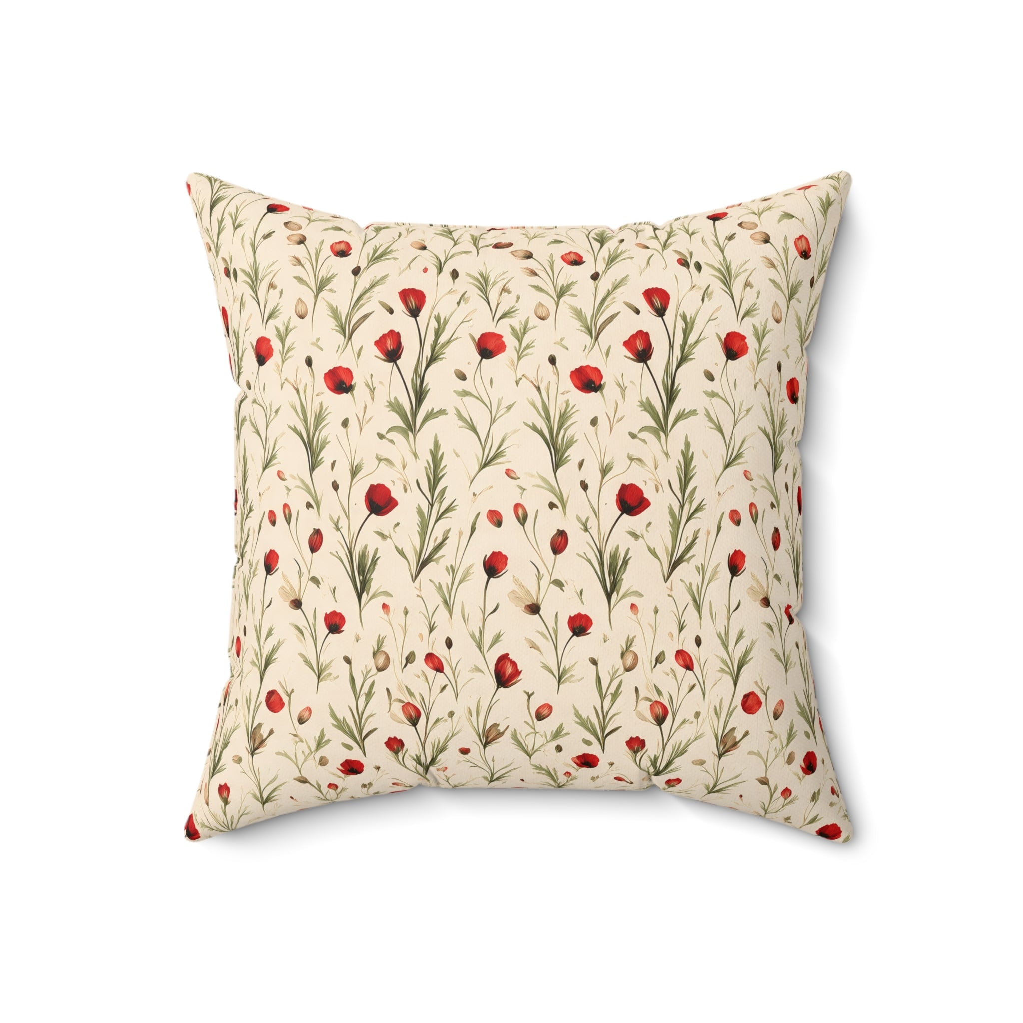 Red Poppy Throw Pillow with Insert
