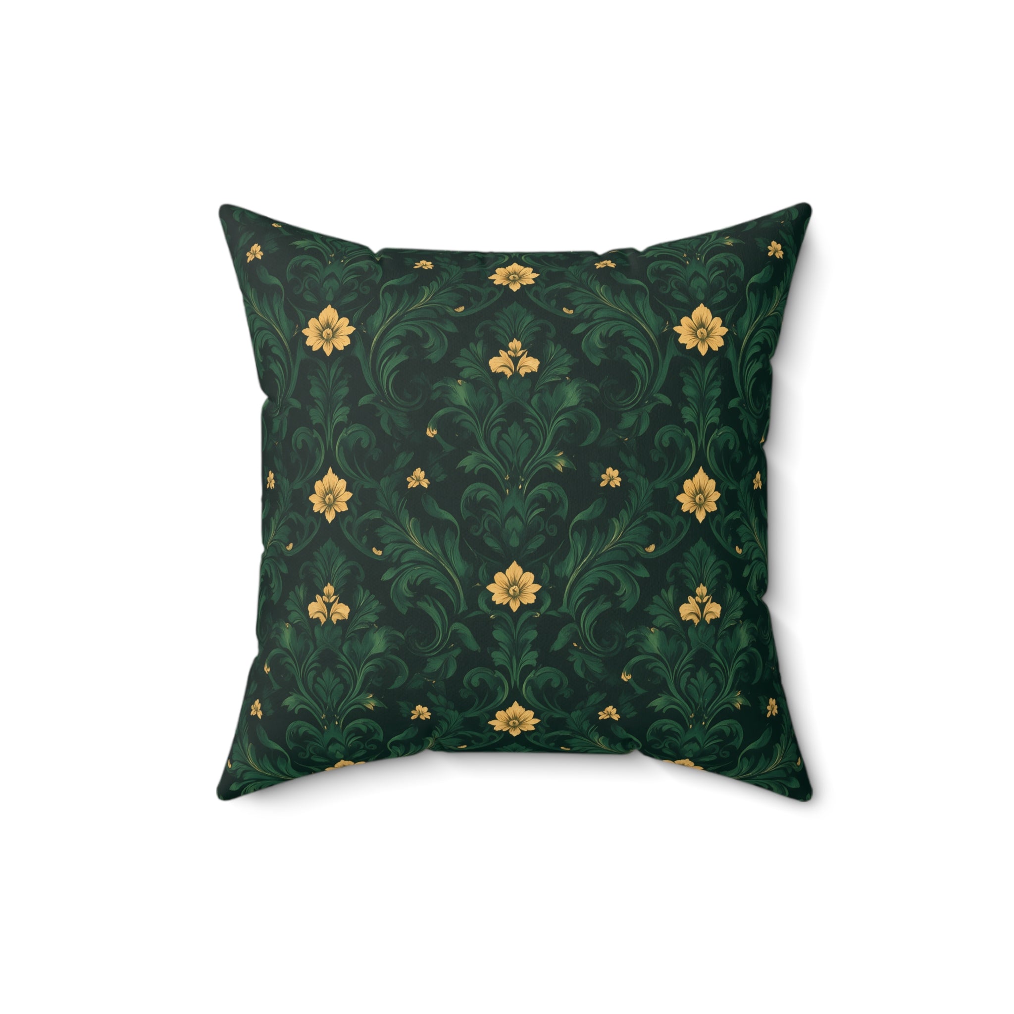 Emerald Bloom Damask Pillow with Insert