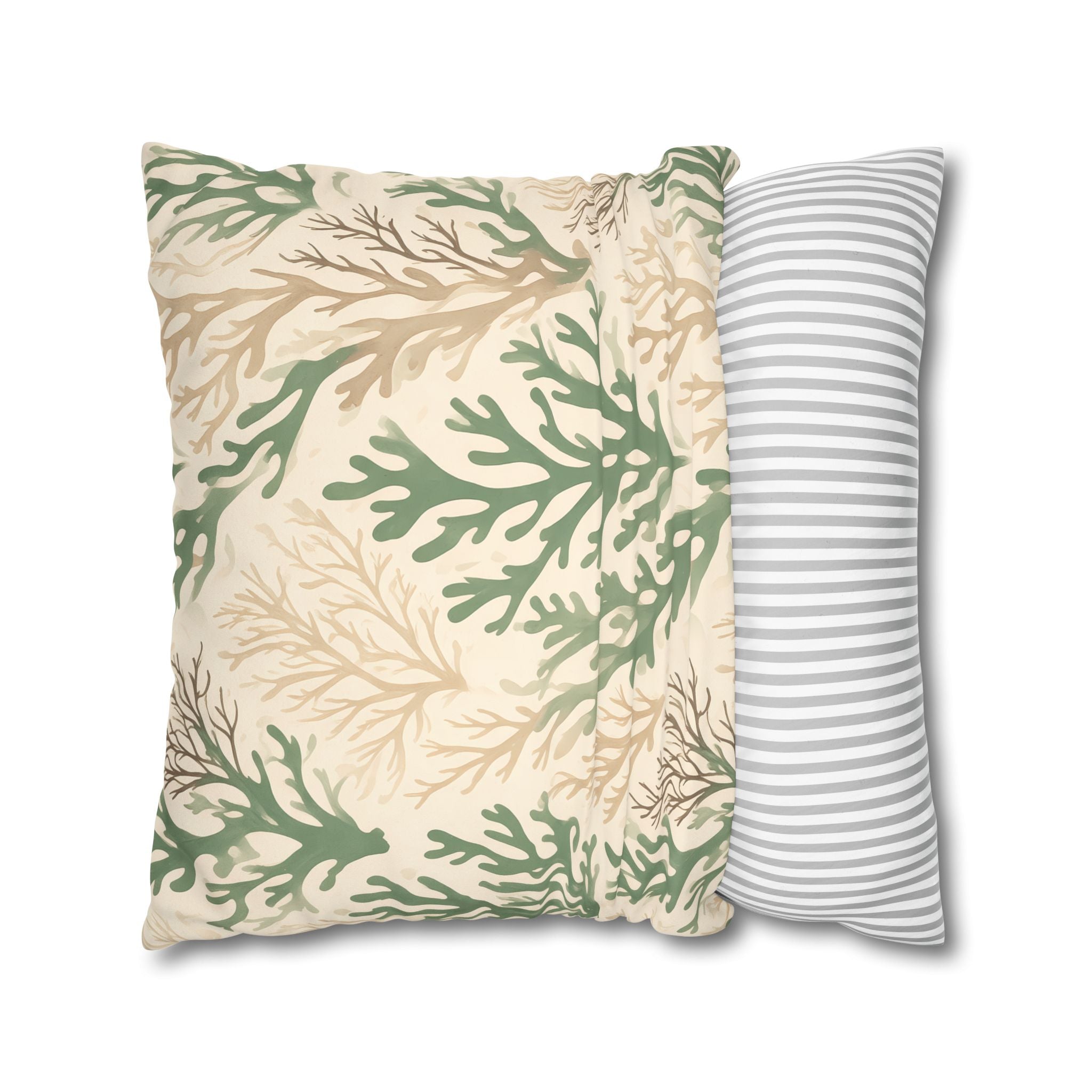 Sage Coral Silhouette Cushion Cover