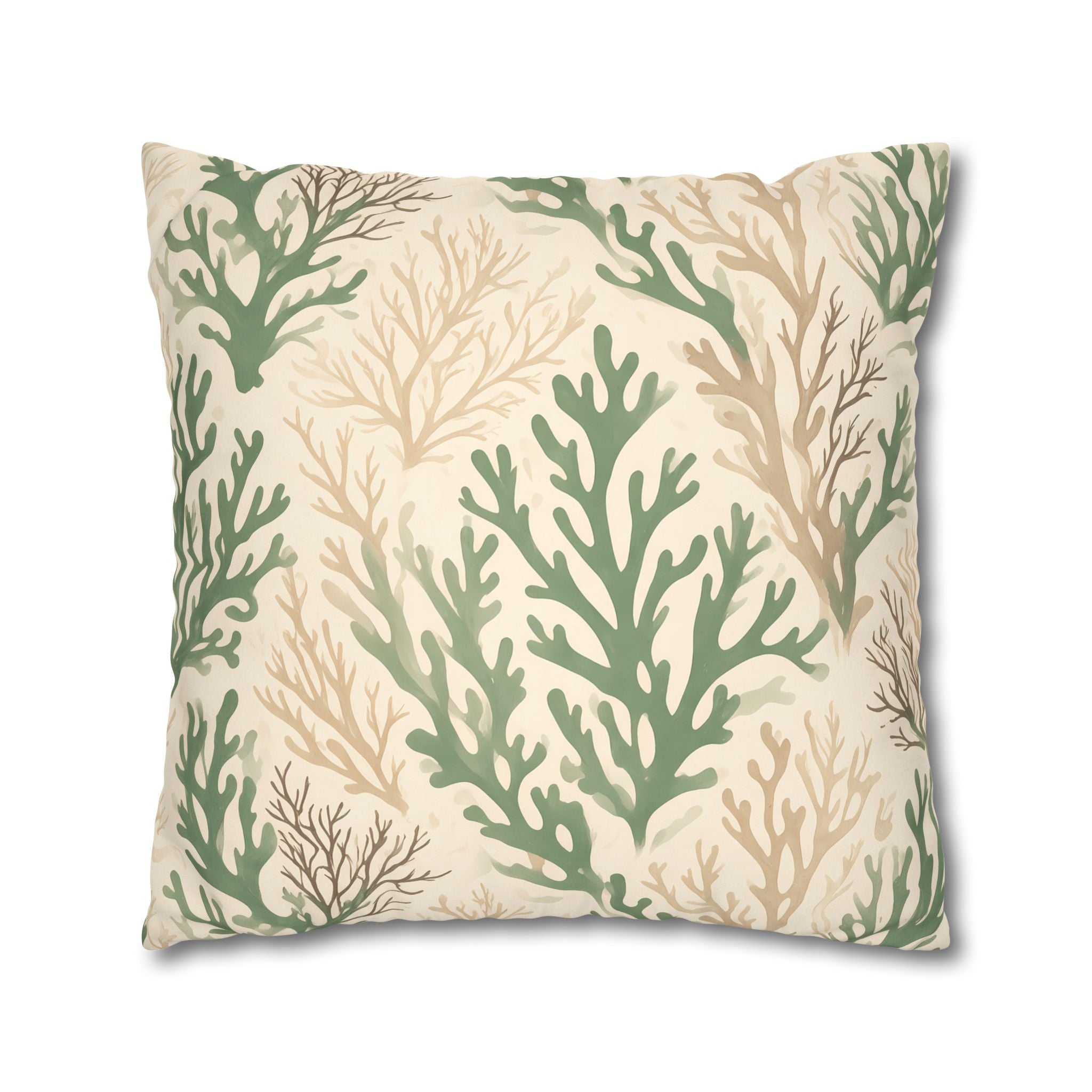 Sage Coral Silhouette Cushion Cover