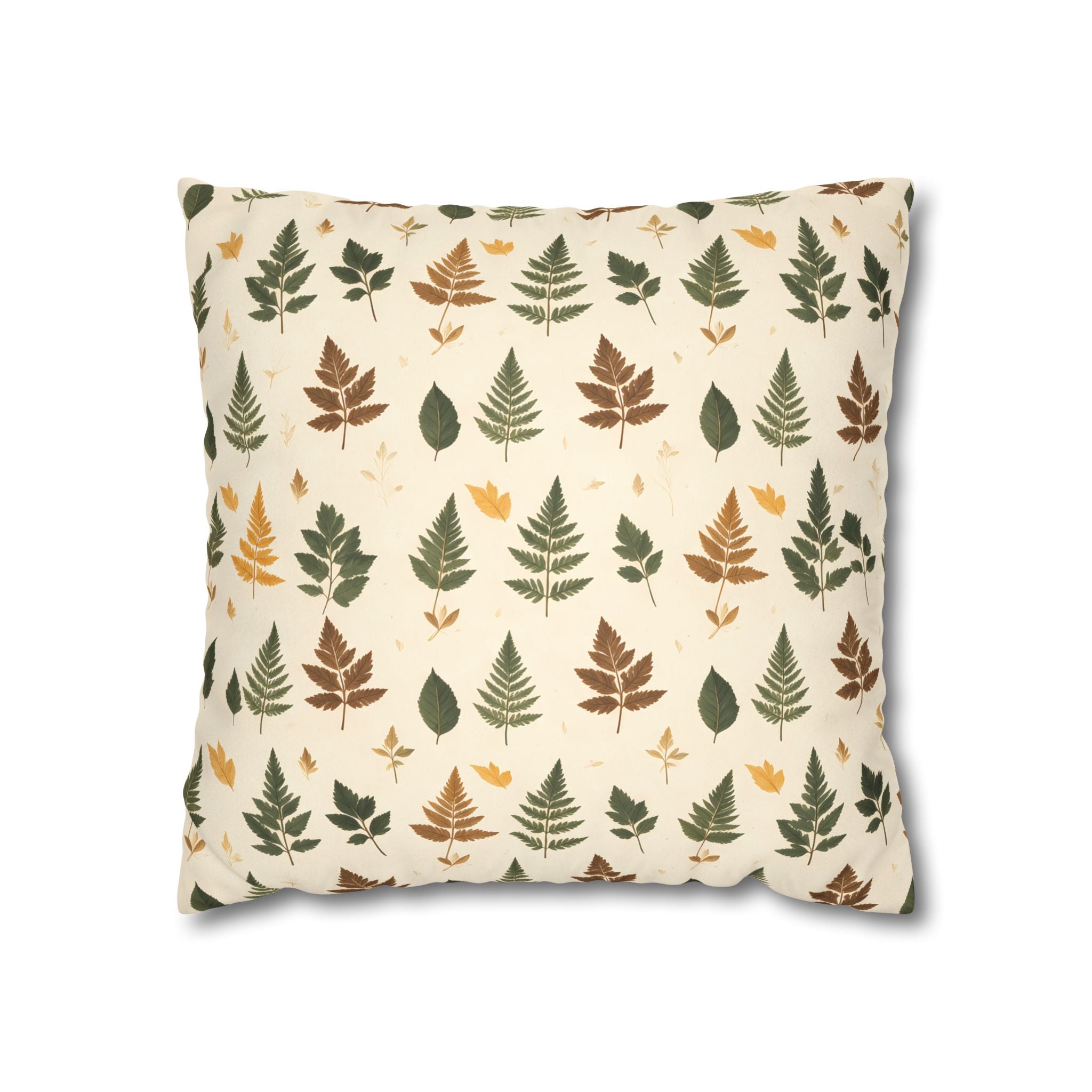 Olive Umber Fern Pillow Cover