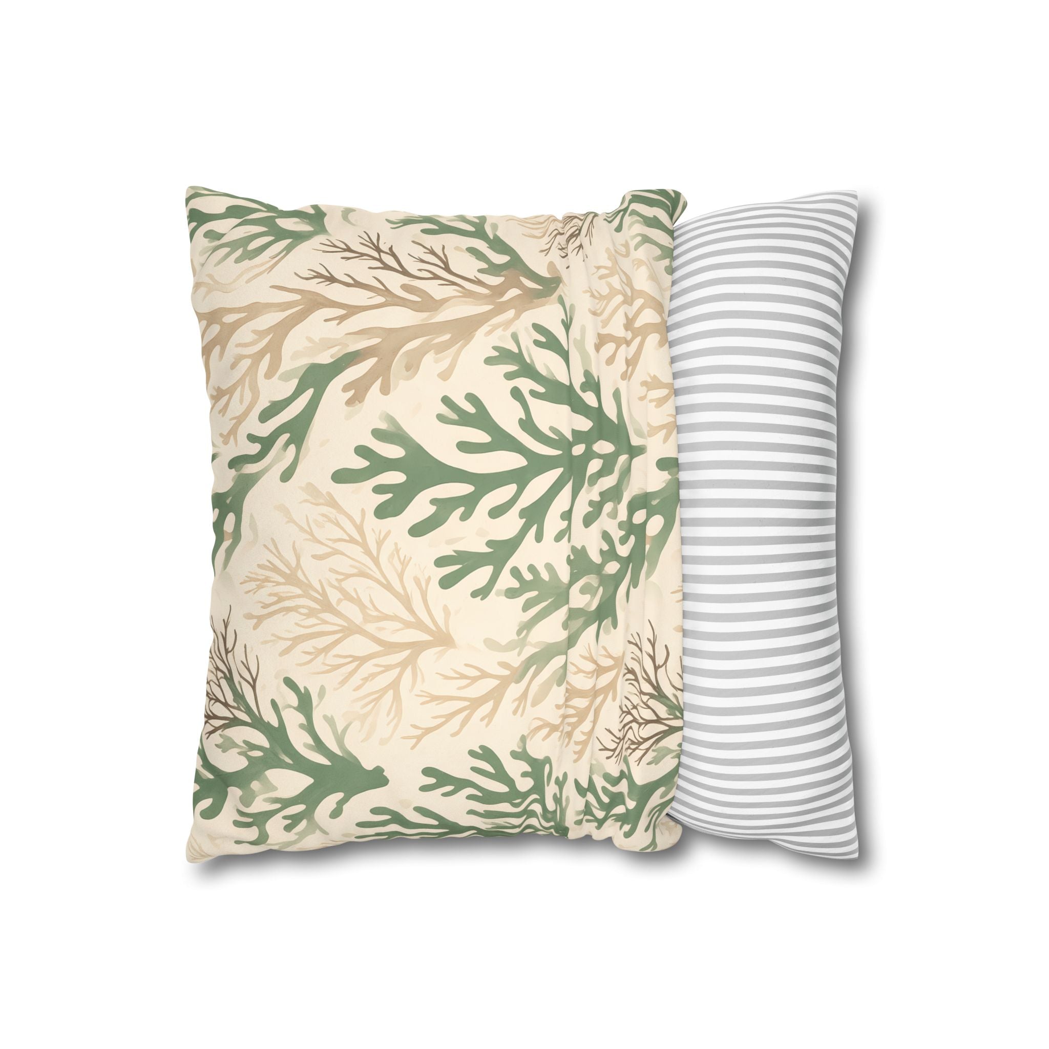 Sage Coral Silhouette Cushion Cover