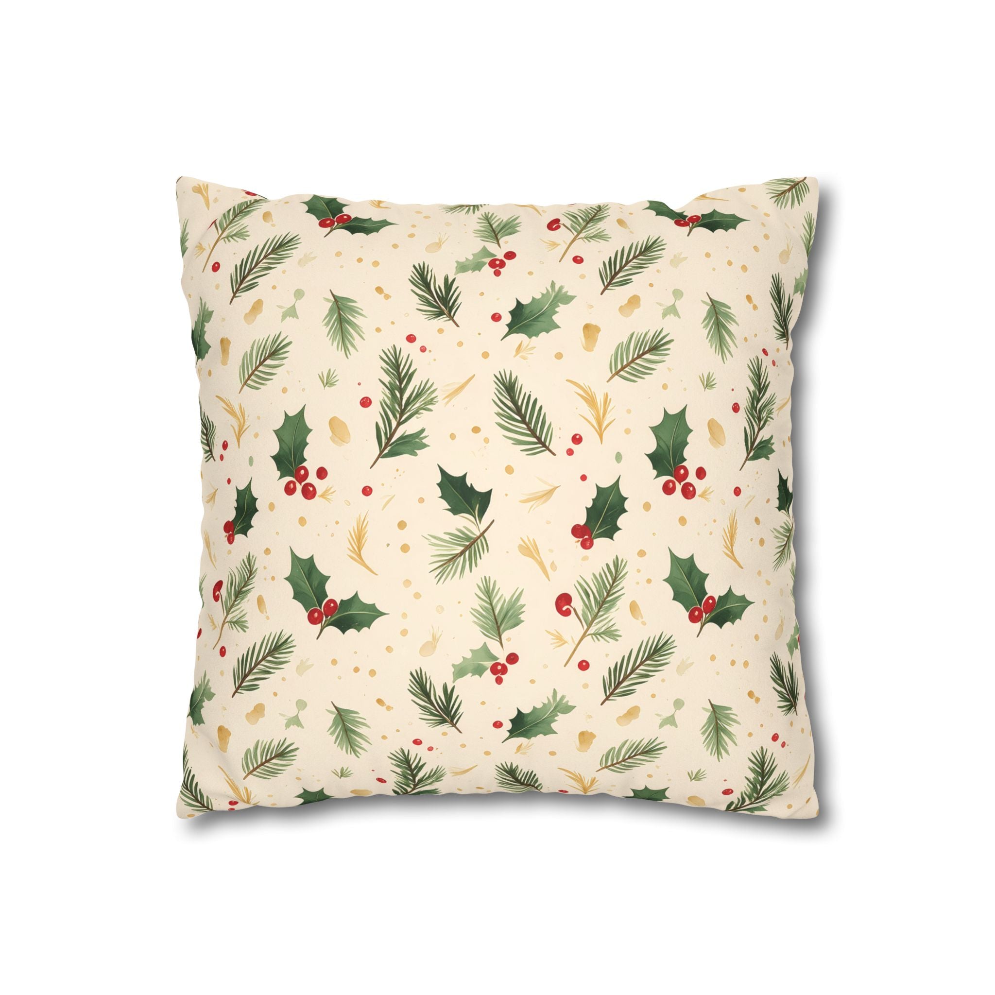 Festive Holly Berry Pillow Cover