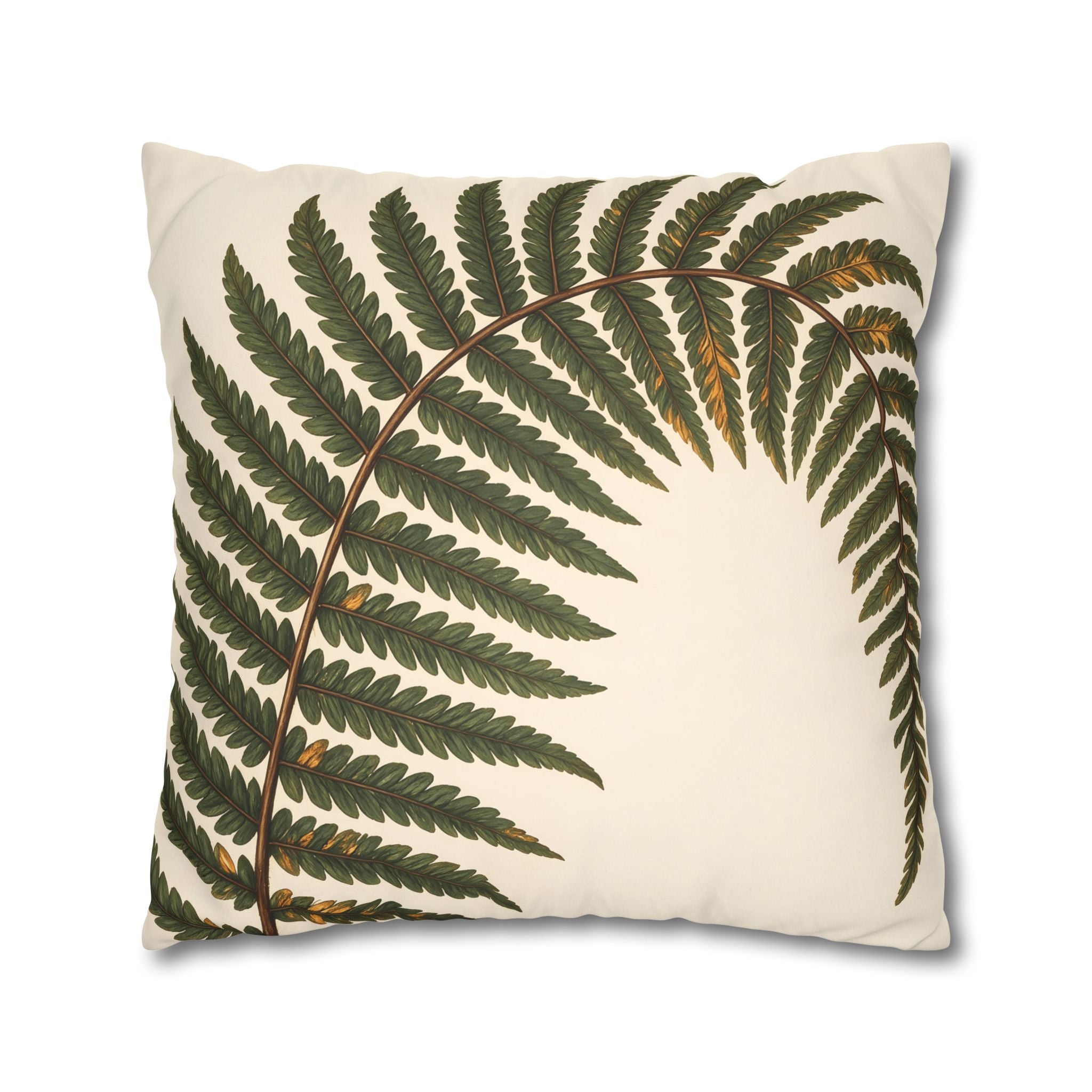 Umber Olive Fern Cushion Cover