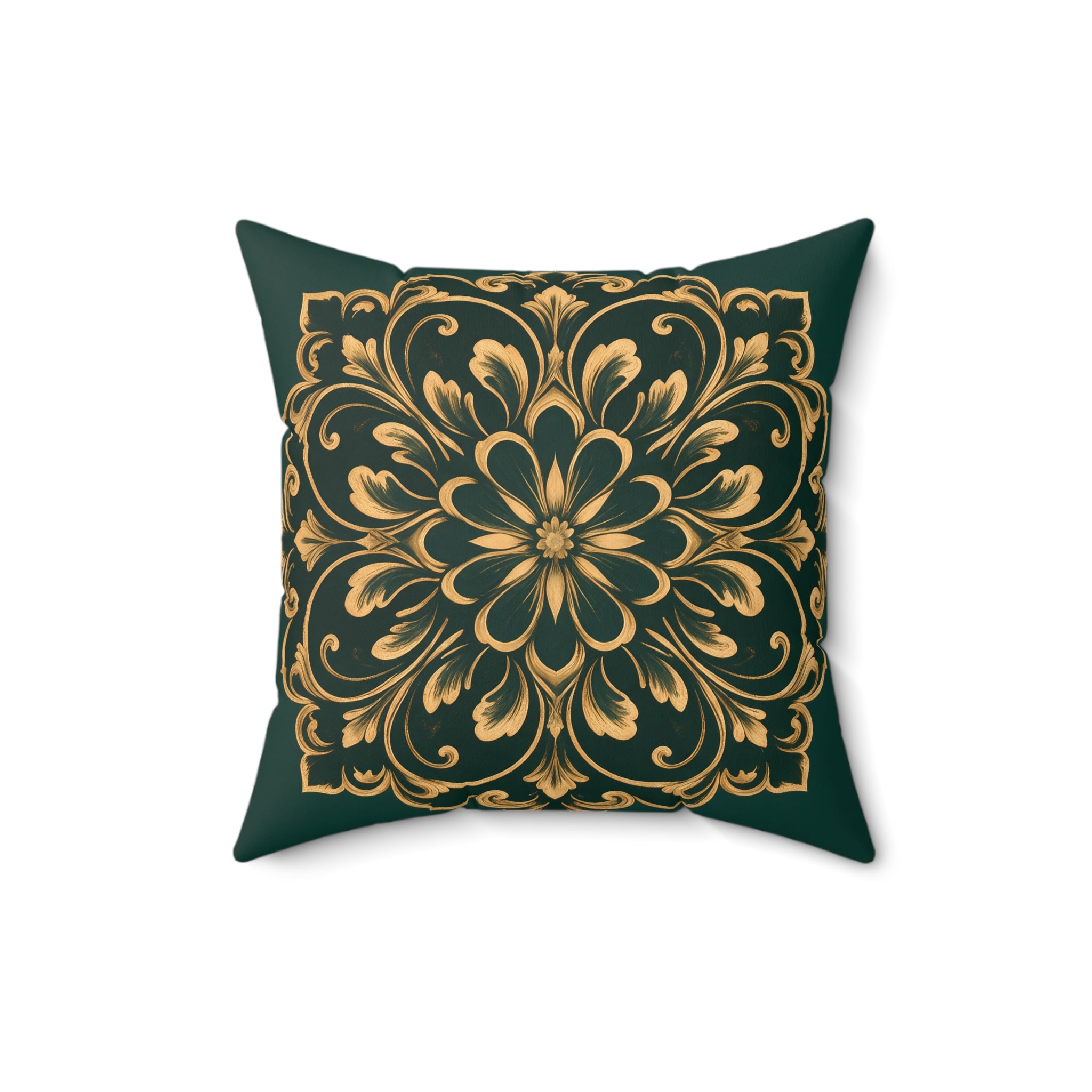 Emerald Gold Radiating Medallion Pillow with Insert