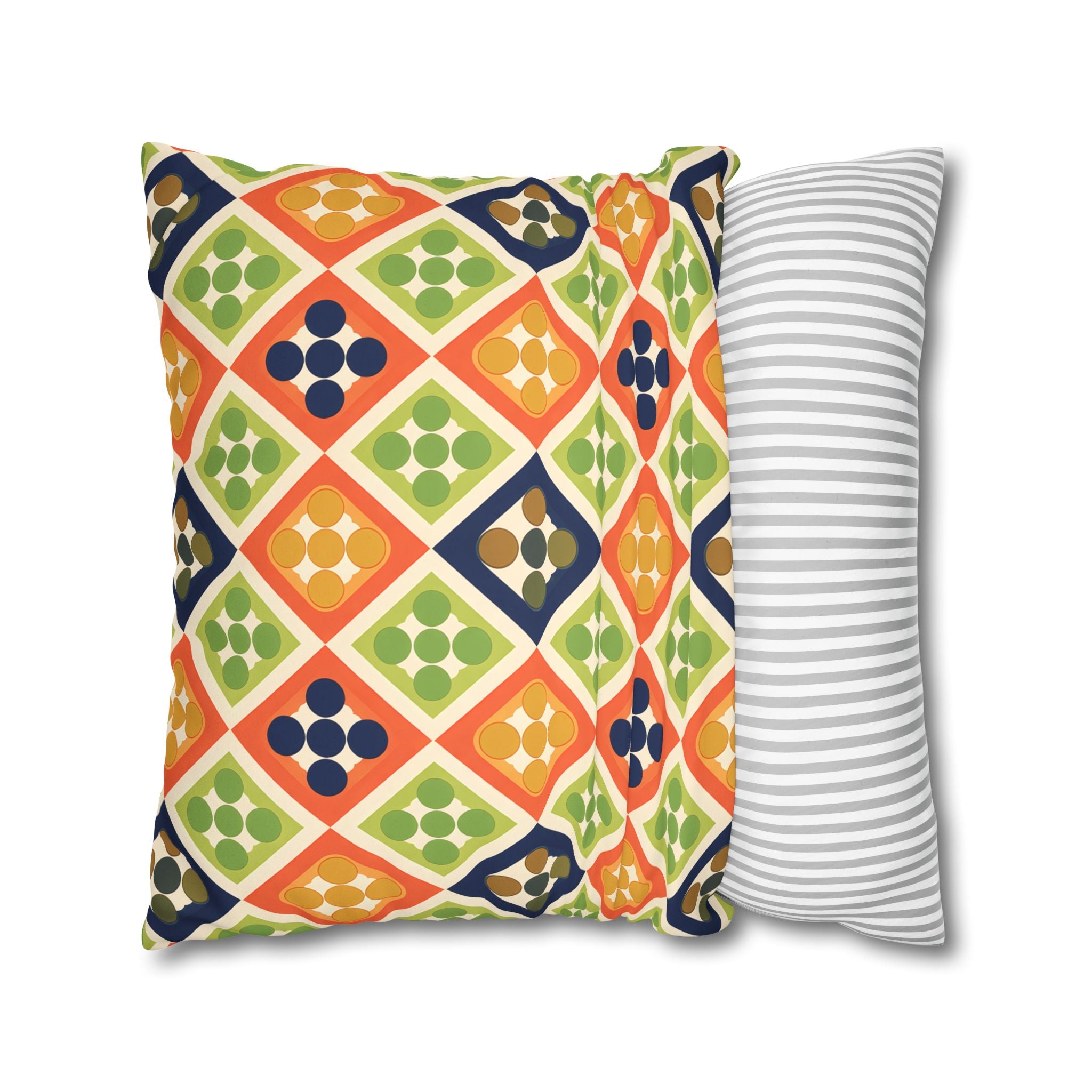 Persimmon and Indigo Geometric Pillow Cover