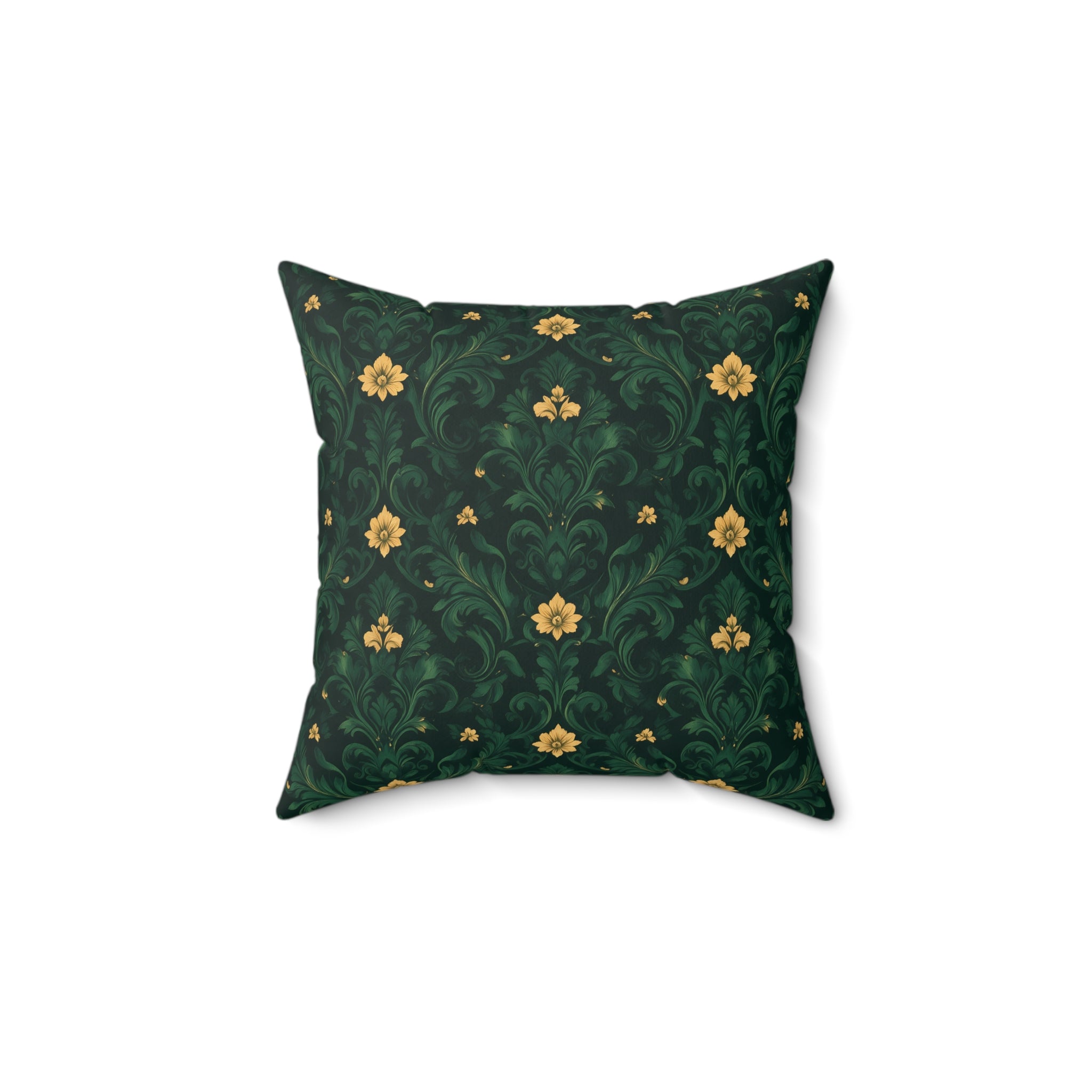 Emerald Bloom Damask Pillow with Insert