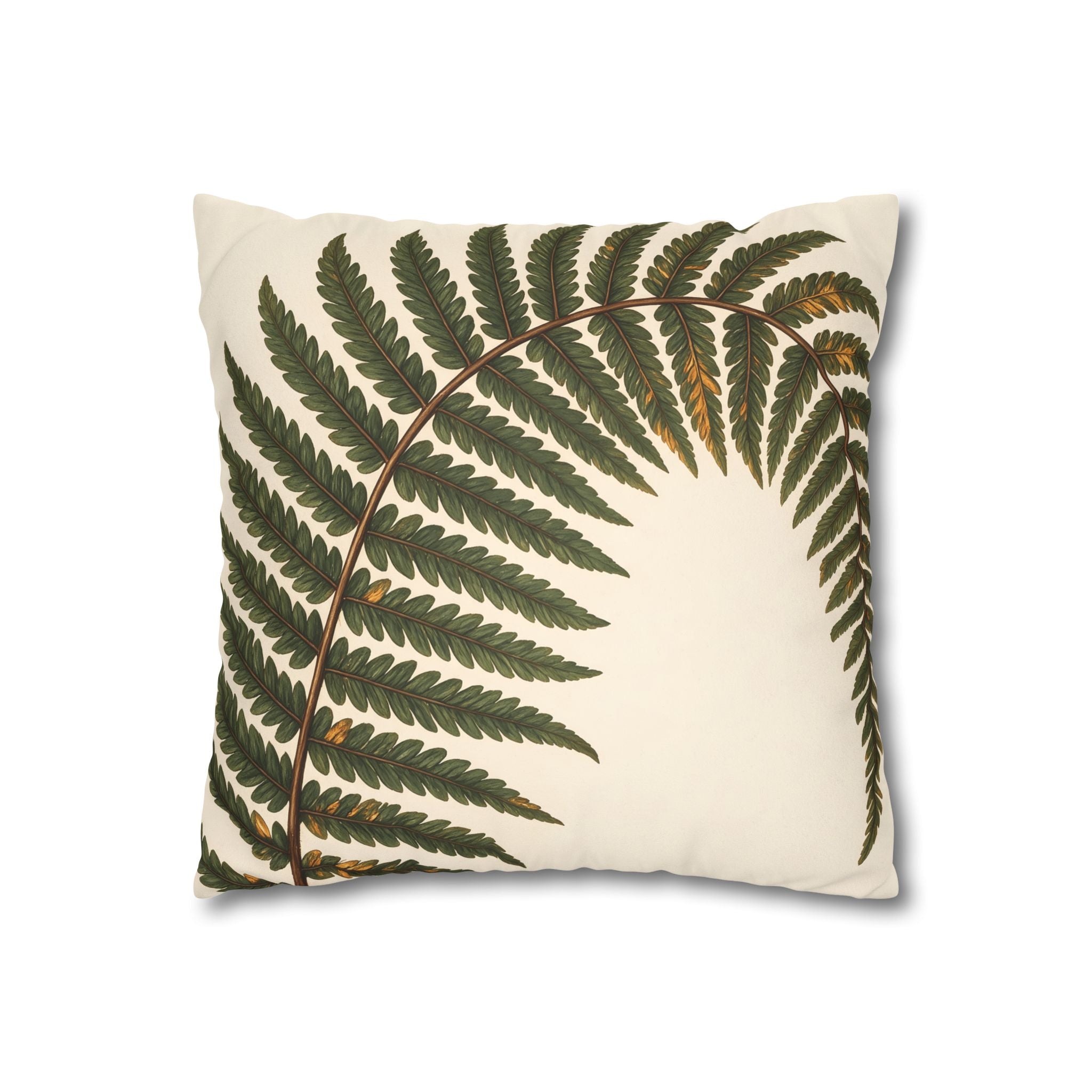 Umber Olive Fern Cushion Cover