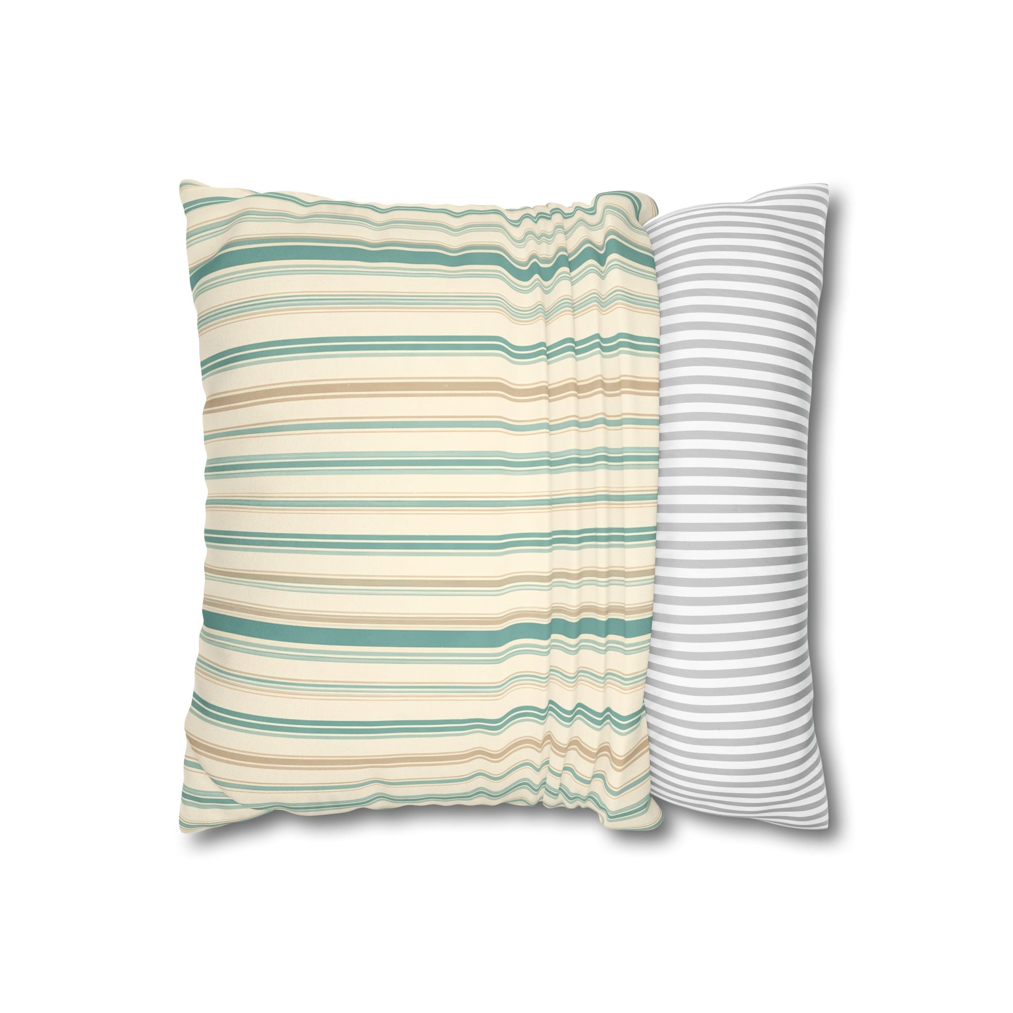 Sea Mist Blue Ticking Stripe Cushion