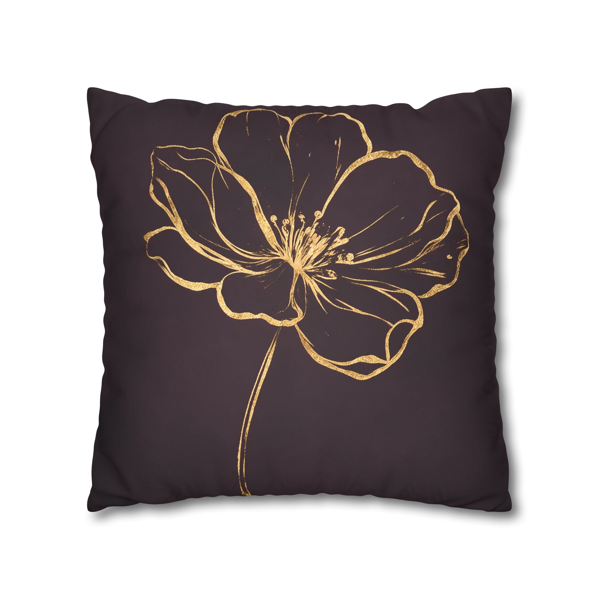 Plum Purple Gold Floral Cushion Cover