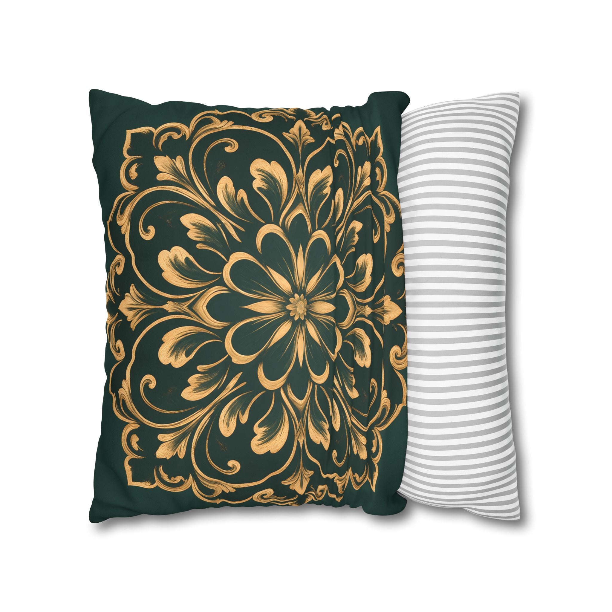 Emerald Gold Radiating Medallion Cushion Cover