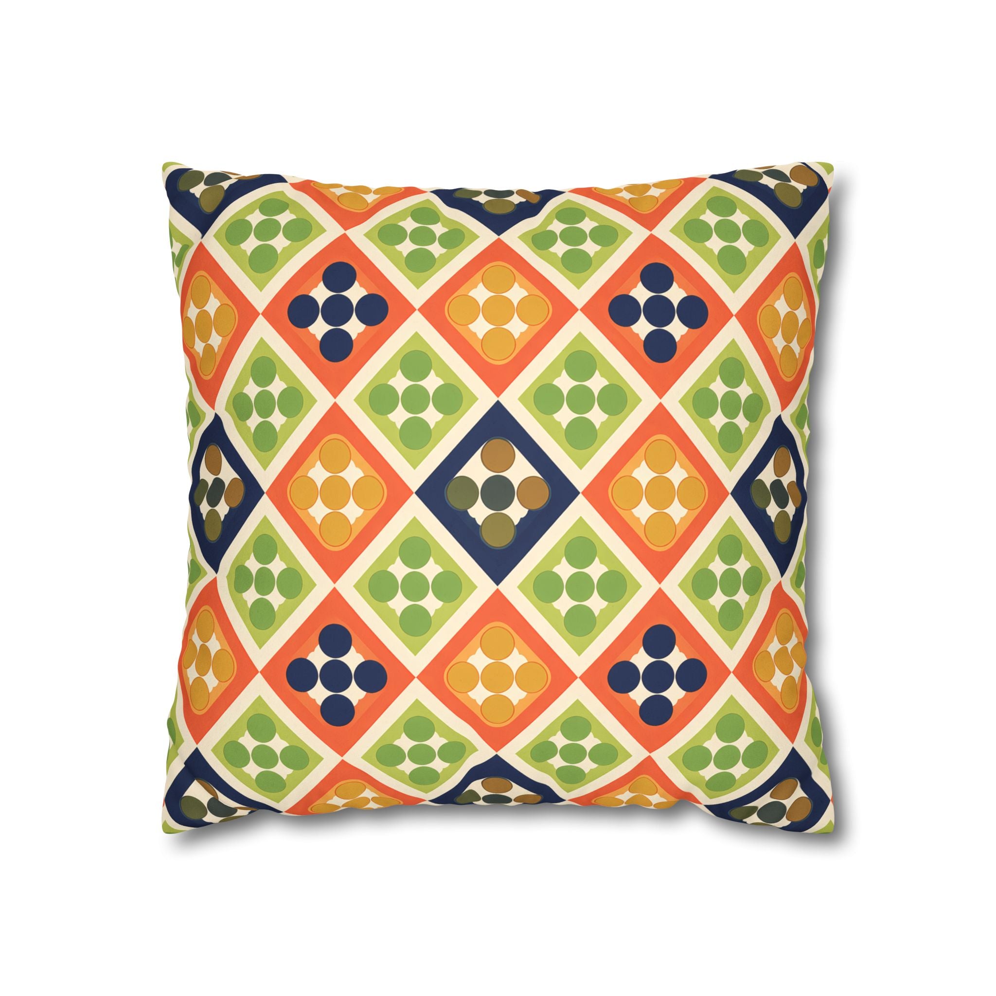 Persimmon and Indigo Geometric Pillow Cover