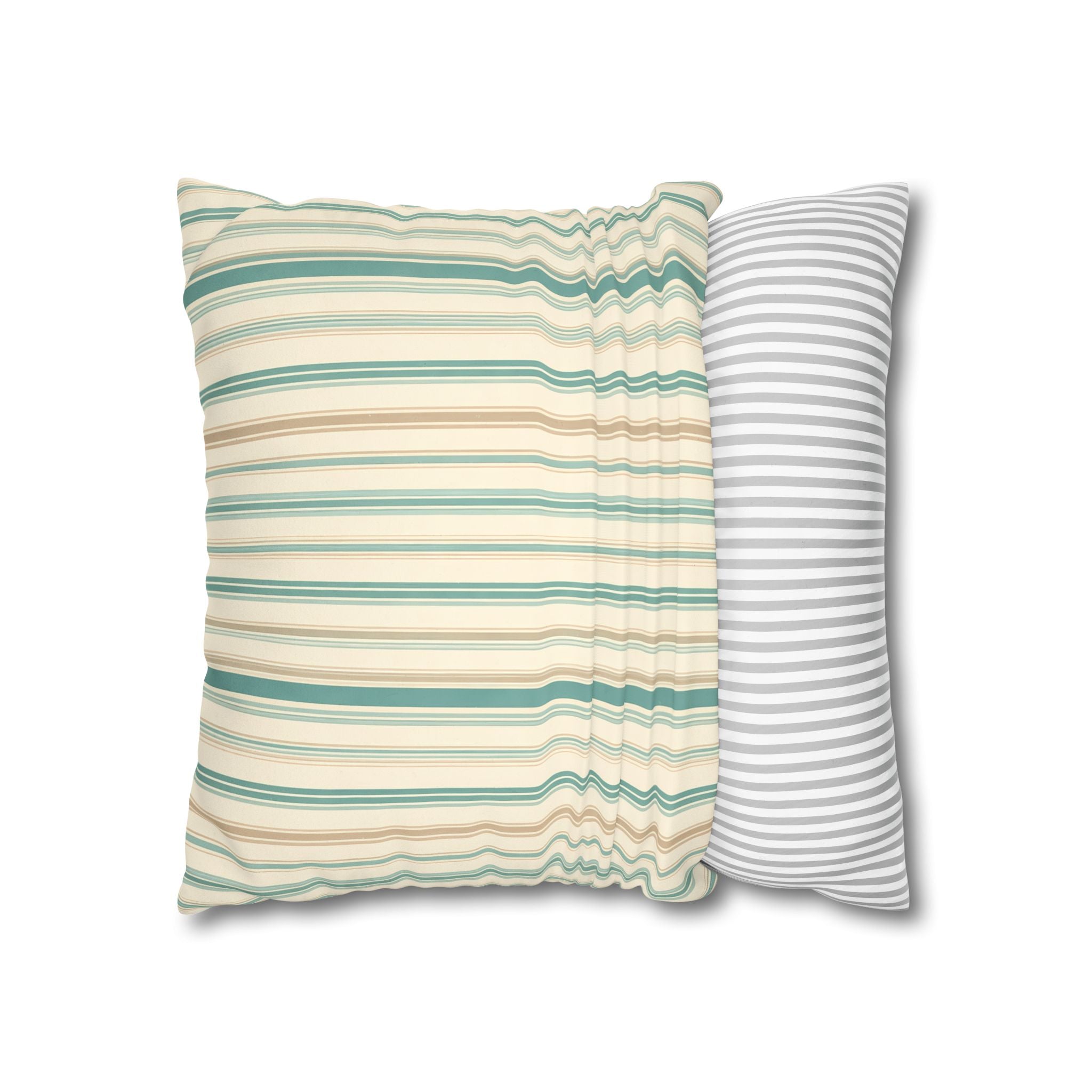 Sea Mist Blue Ticking Stripe Cushion